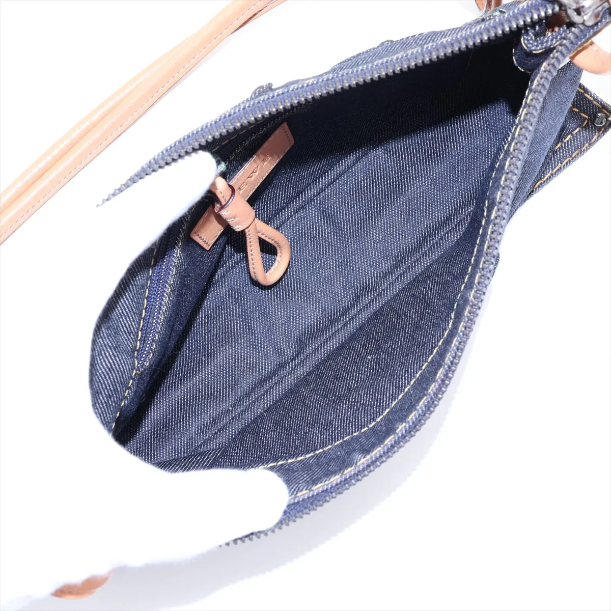 Anagram Denim x Leather Shoulder Bag, Blue — view 6