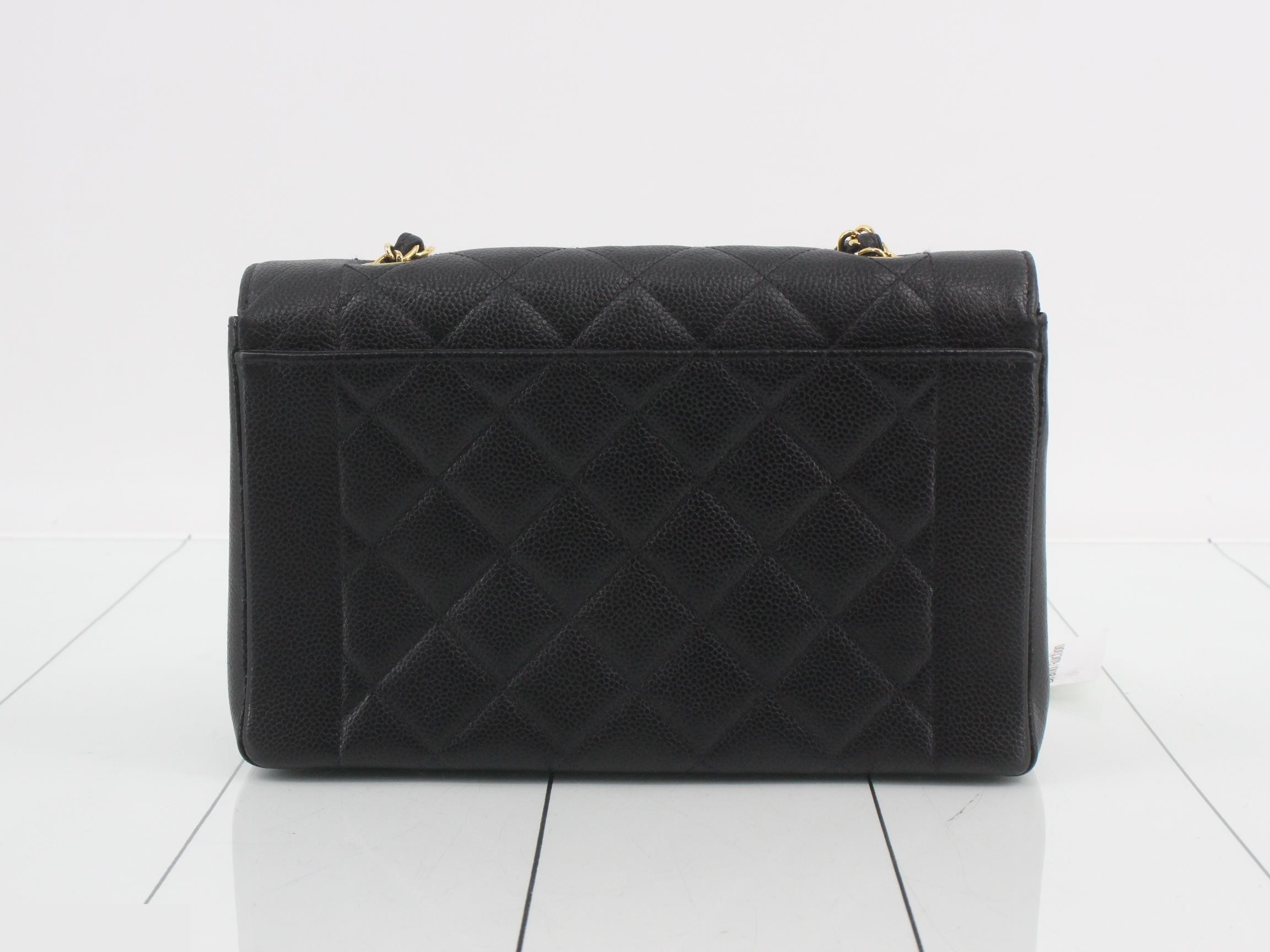 Diana Caviar Chain Shoulder Bag - Black — view 2