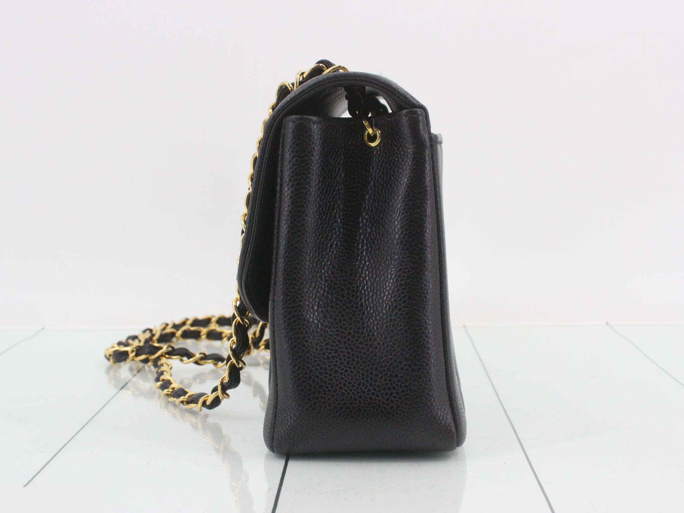 Diana Caviar Chain Shoulder Bag - Black — view 3