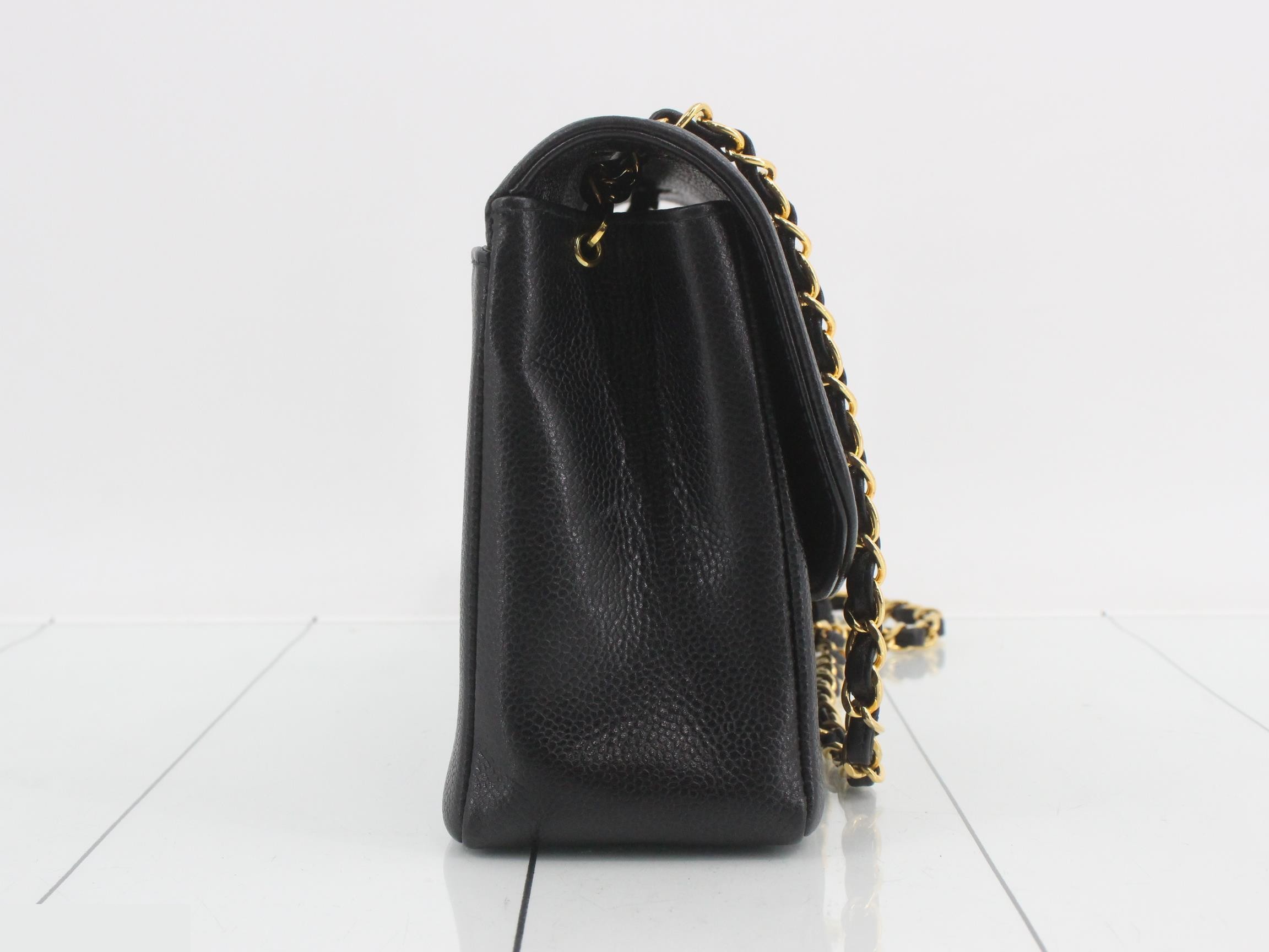 Diana Caviar Chain Shoulder Bag - Black — view 4