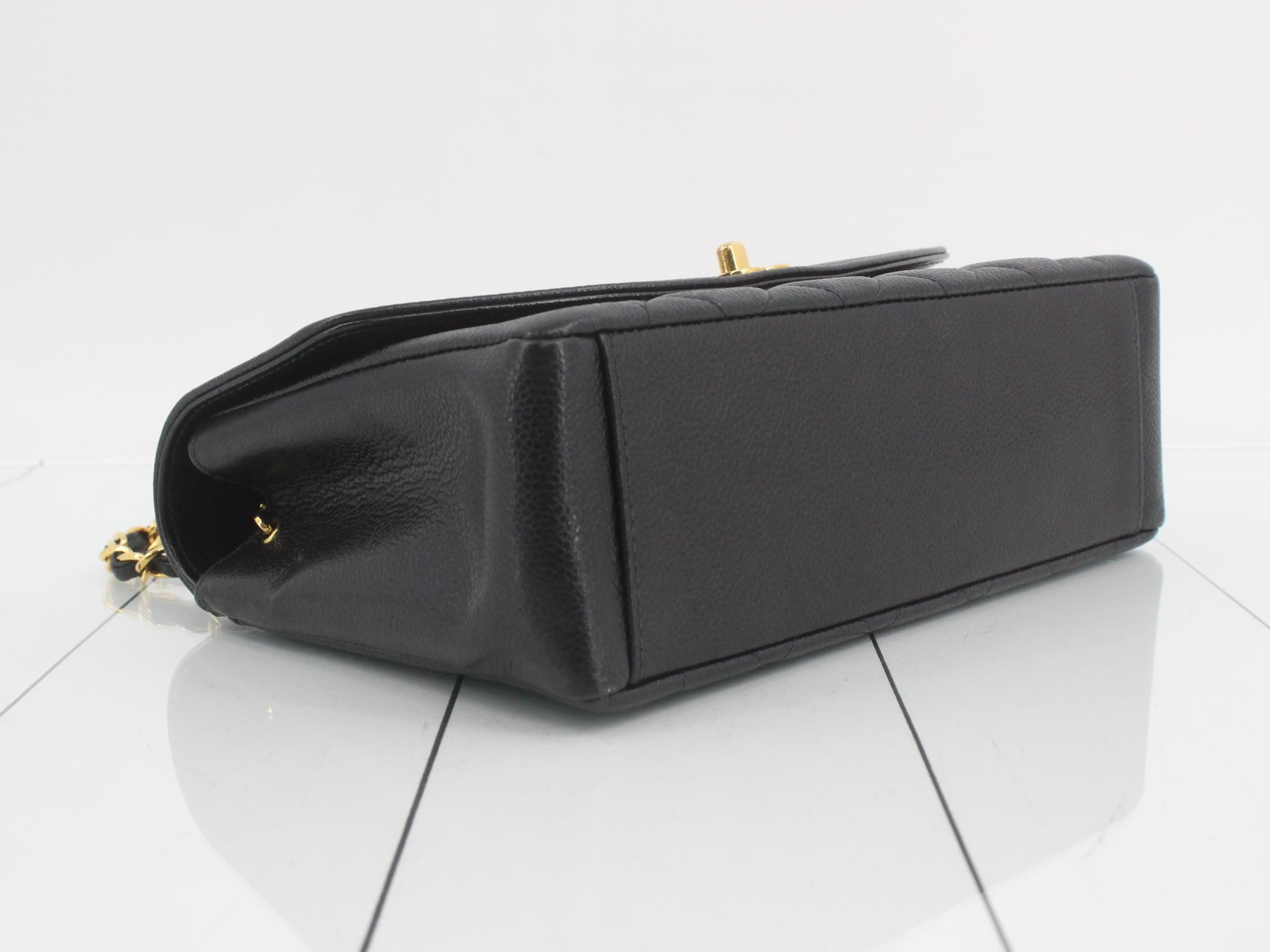 Diana Caviar Chain Shoulder Bag - Black — view 5