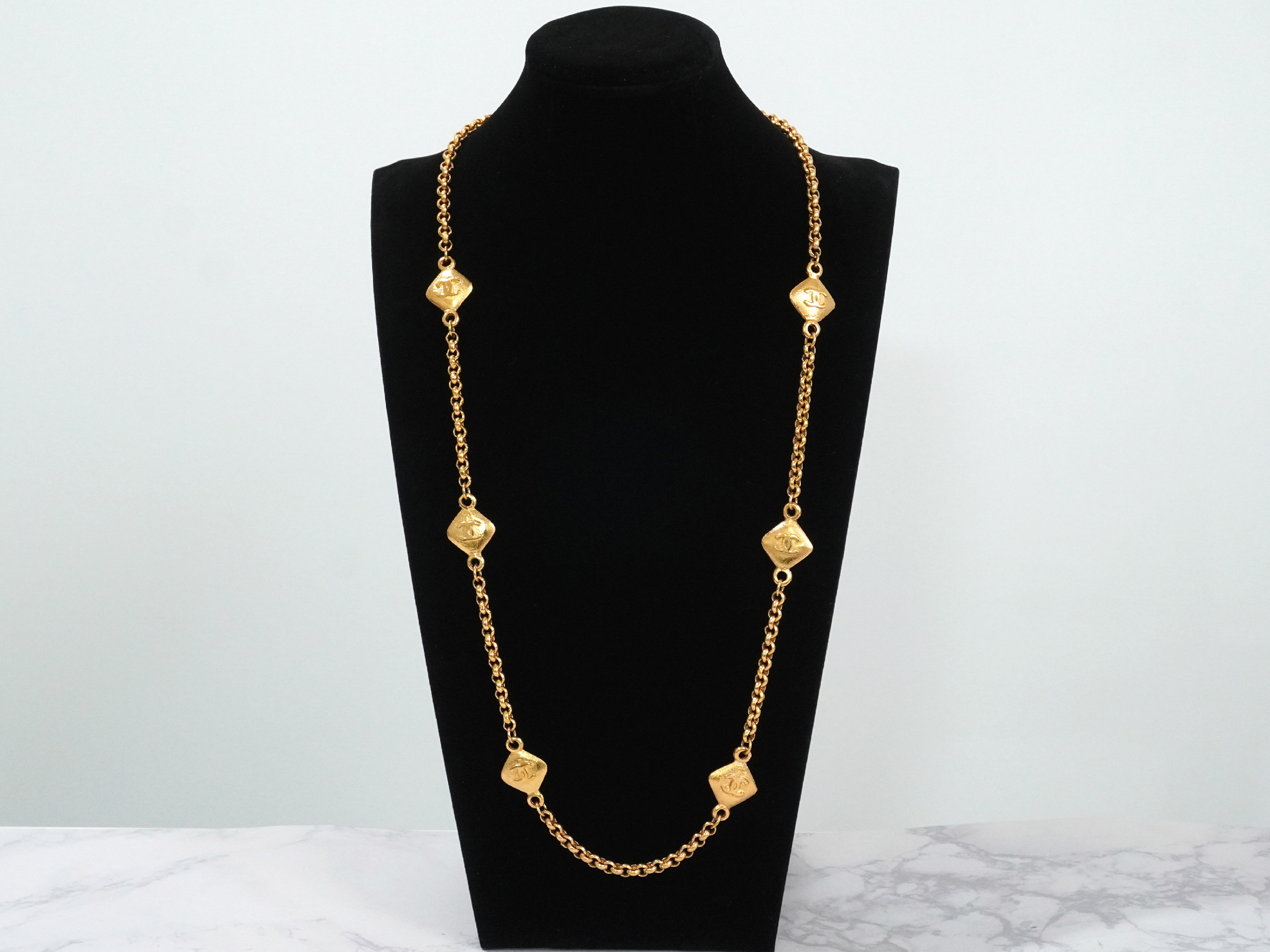 Coco Mark Diamond-Shaped Long Chain Necklace — view 3