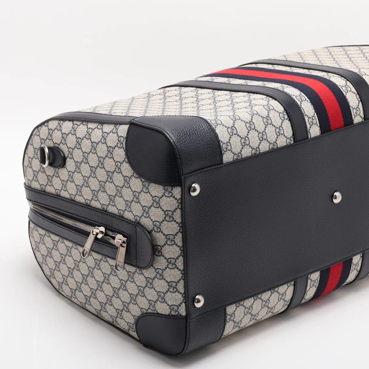 GG Supreme Ophidia PVC x Leather 2-Way Boston Bag, Navy, 724612 — view 4