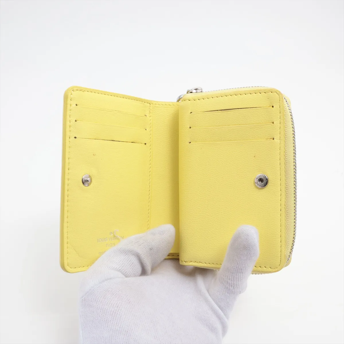 Monogram Embossed Portefeuille Lou M83210 Yellow Compact Wallet (RFID detected) — view 3
