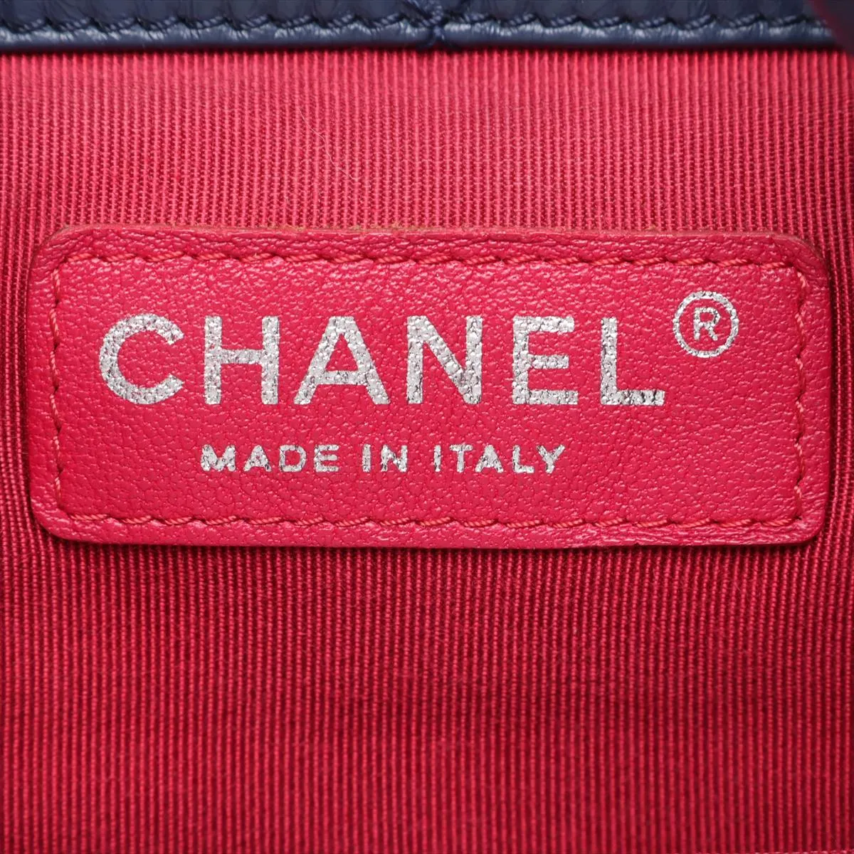 Gabrielle de Chanel Vintage Calfskin Chain Backpack, Navy, Gold x Silver Hardware, 25619604, Serial Number — view 9