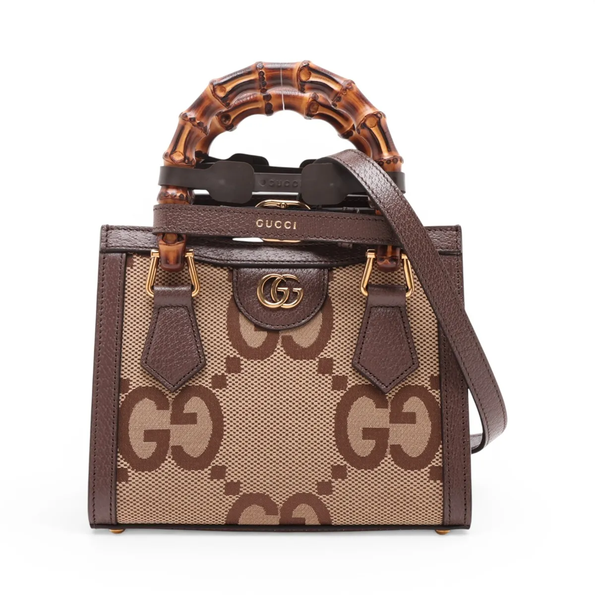 Bamboo Diana Canvas x Leather 2-Way Handbag, Brown 655661