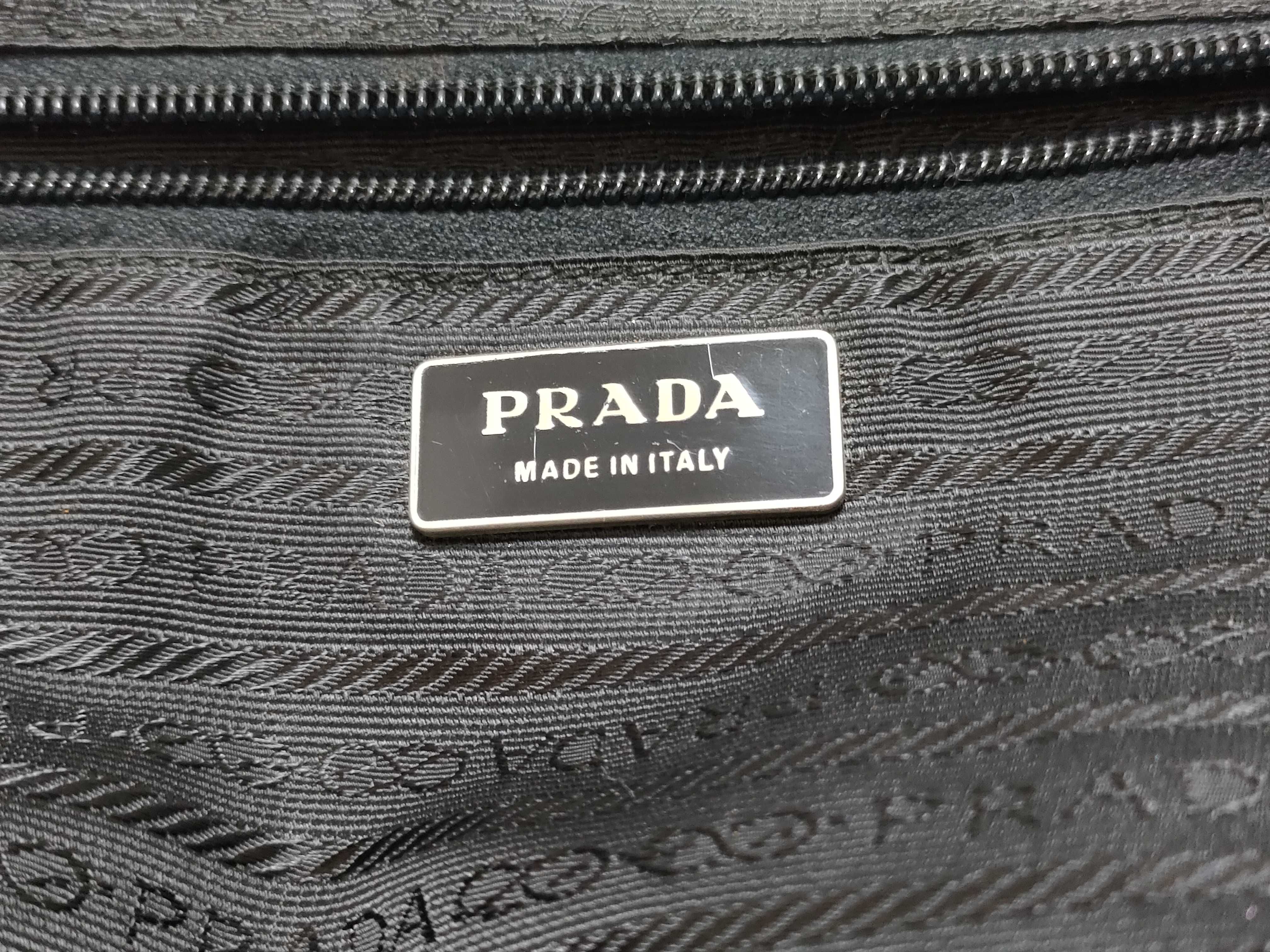 Nylon Prada Bowling Bag Tote Bag Leather Nylon Triangle Logo Tote Bag — view 12