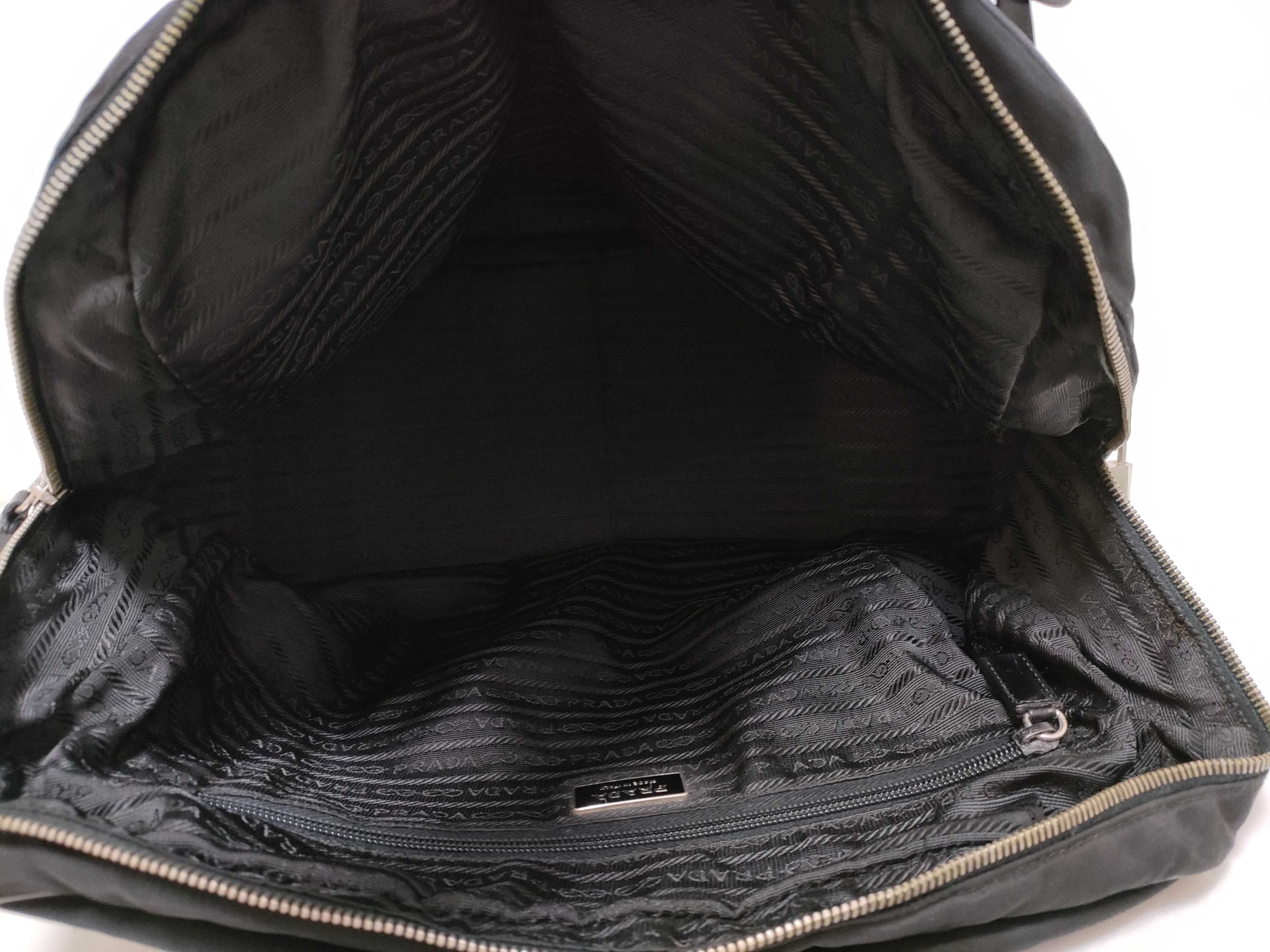Nylon Prada Bowling Bag Tote Bag Leather Nylon Triangle Logo Tote Bag — view 10