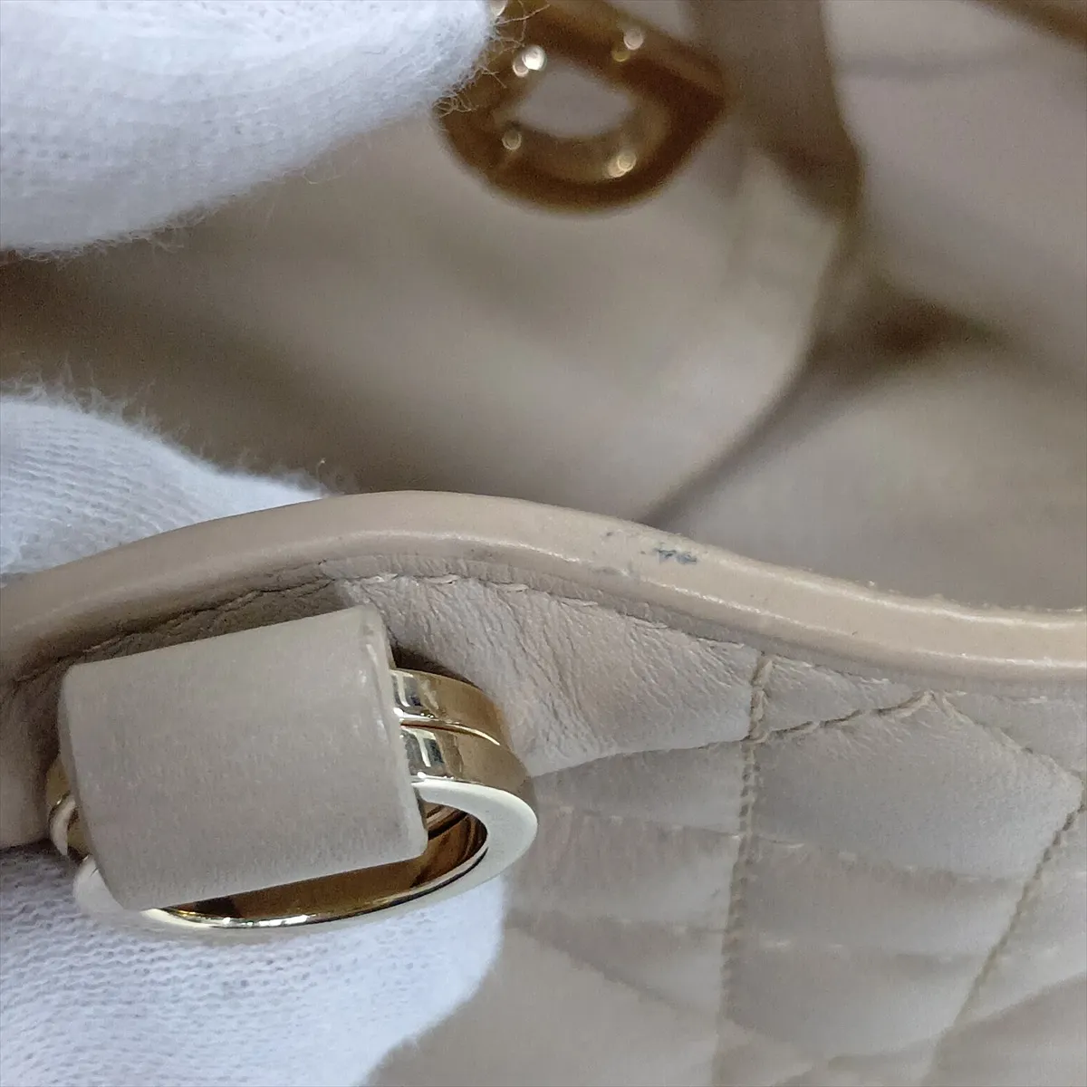 Macro Cannage Toujours Leather Handbag, Beige, Lucky Star — view 13