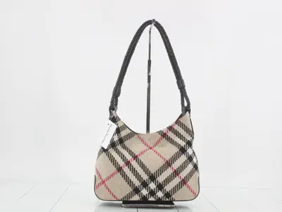 One-shoulder wool Nova check pattern, brown, W25 H18 D6.5