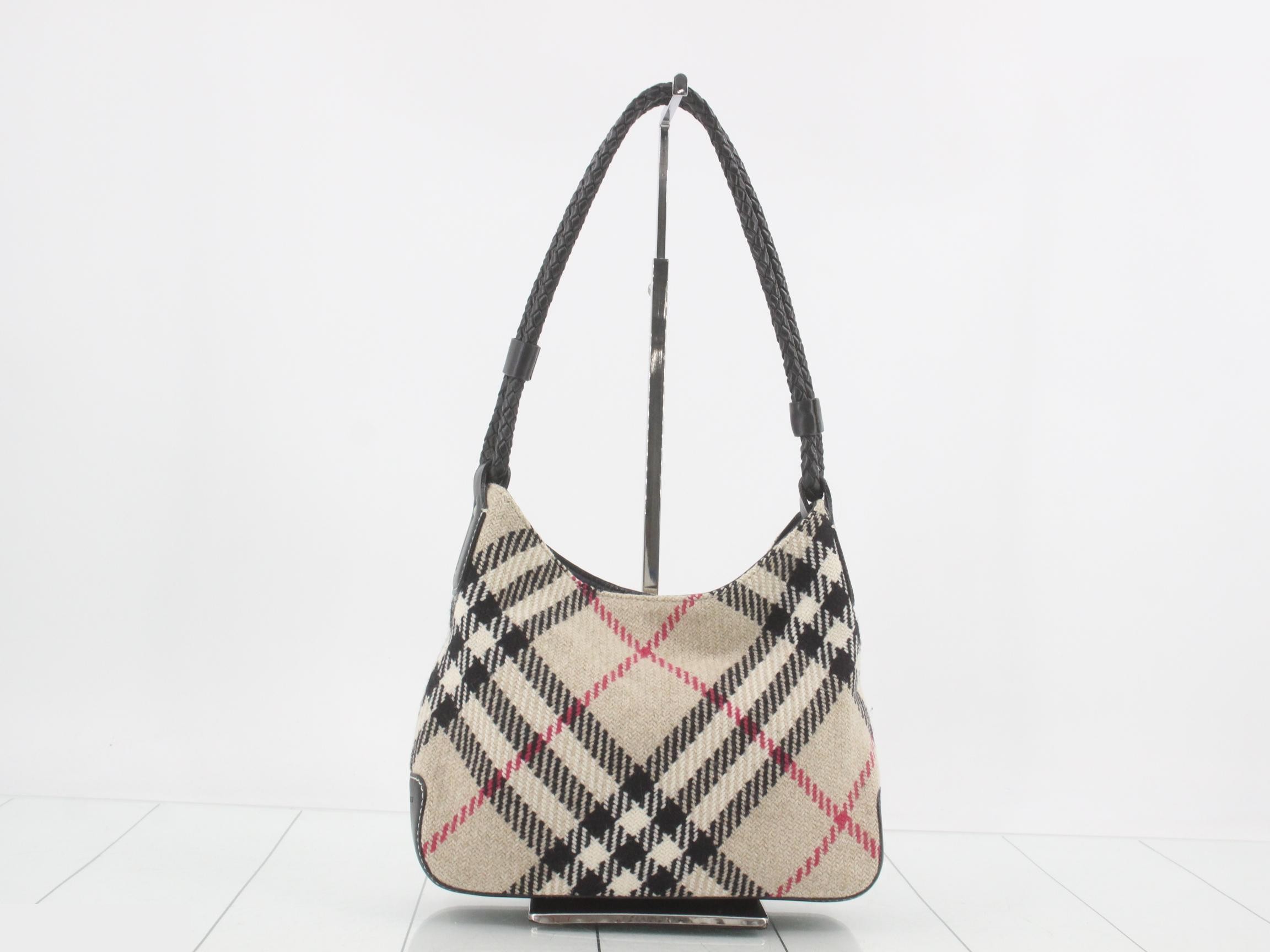 One-shoulder wool Nova check pattern, brown, W25 H18 D6.5 — view 2