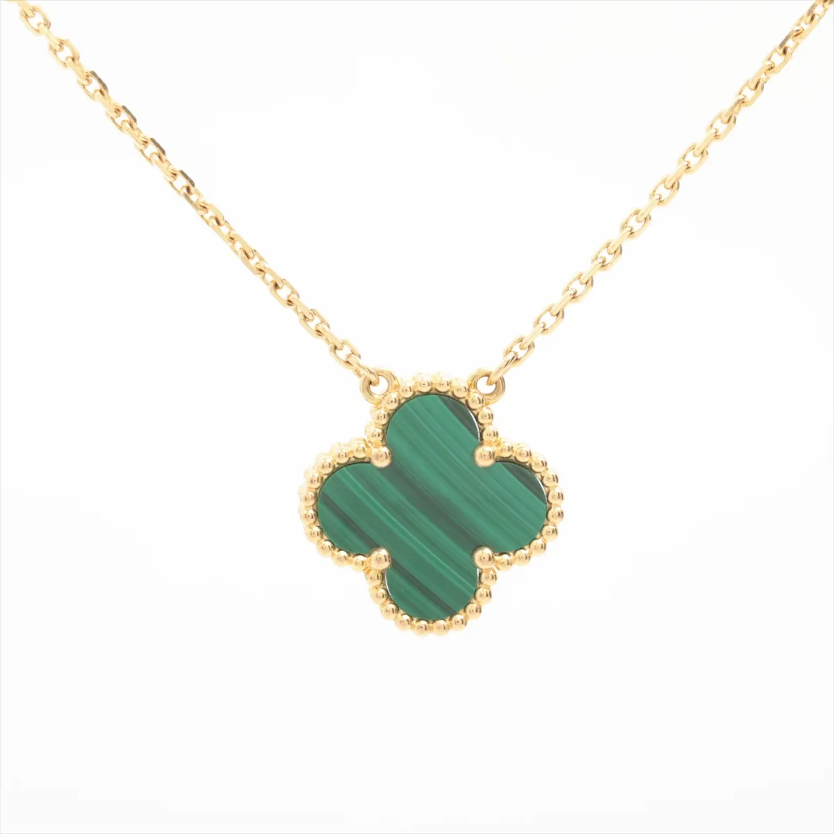 Vintage Alhambra Malachite Necklace, 750 (Yellow Gold), 5.5g, JA666119. (Small chips and — view 2
