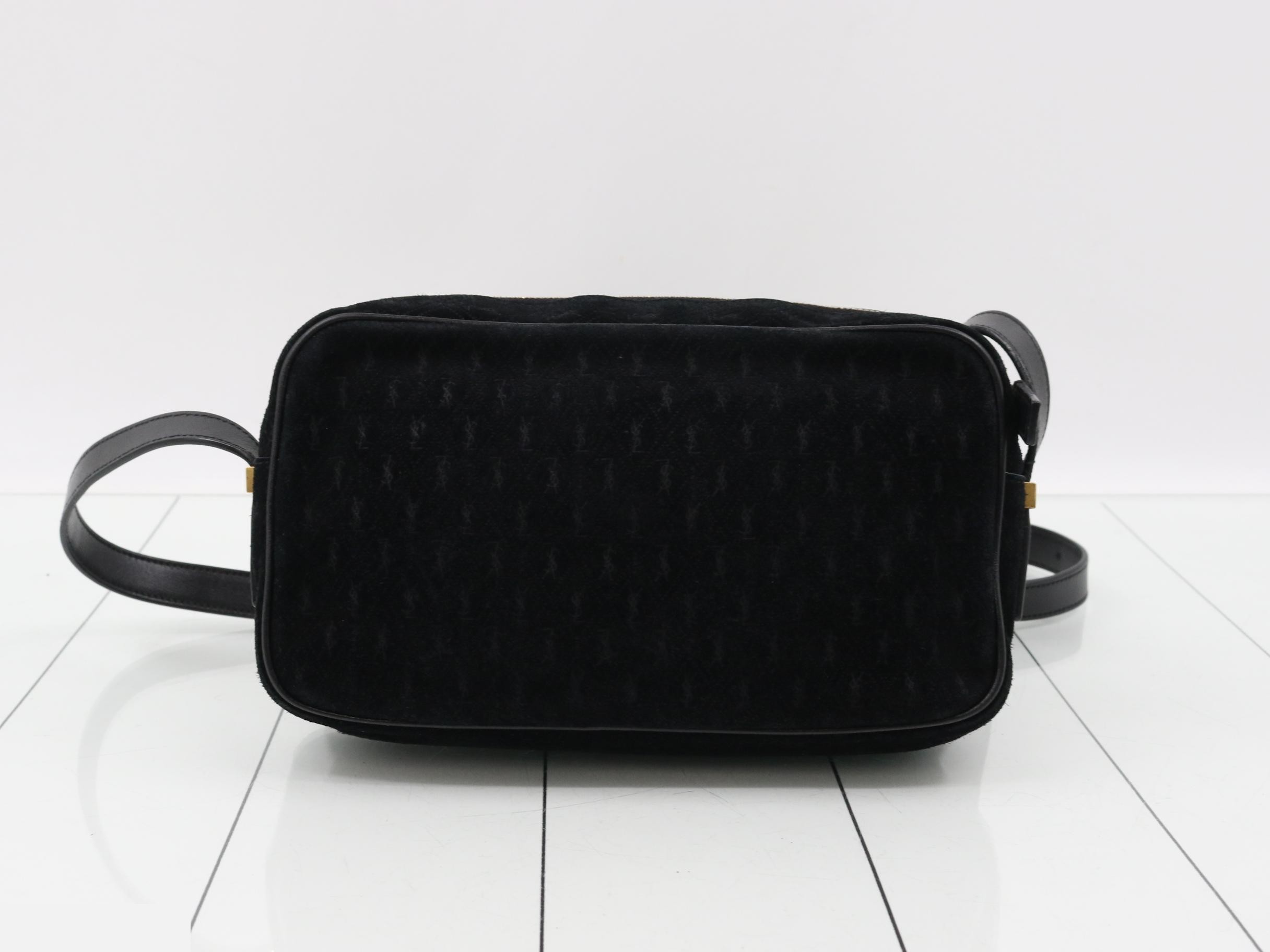shoulder bag, suede, YSL all-over print. — view 2