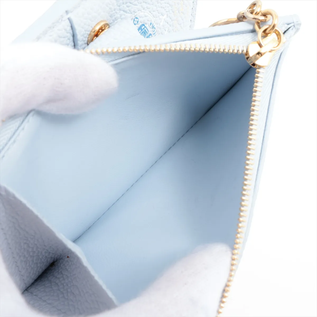 Monogram Empreinte Portefeuille Lisa M14654 Azure Blue Compact Wallet with Initial Stamp RFID Reactive — view 5