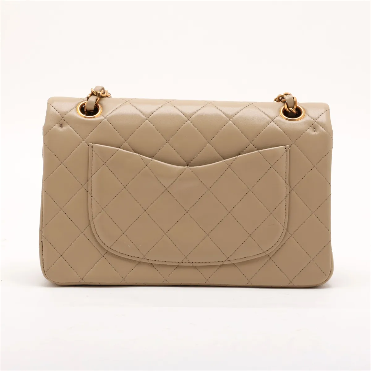 Matelassé 23 Small Lambskin Double Flap Double Chain Bag, Beige, Gold Hardware, 3057912, Series 3, A01113 — view 2