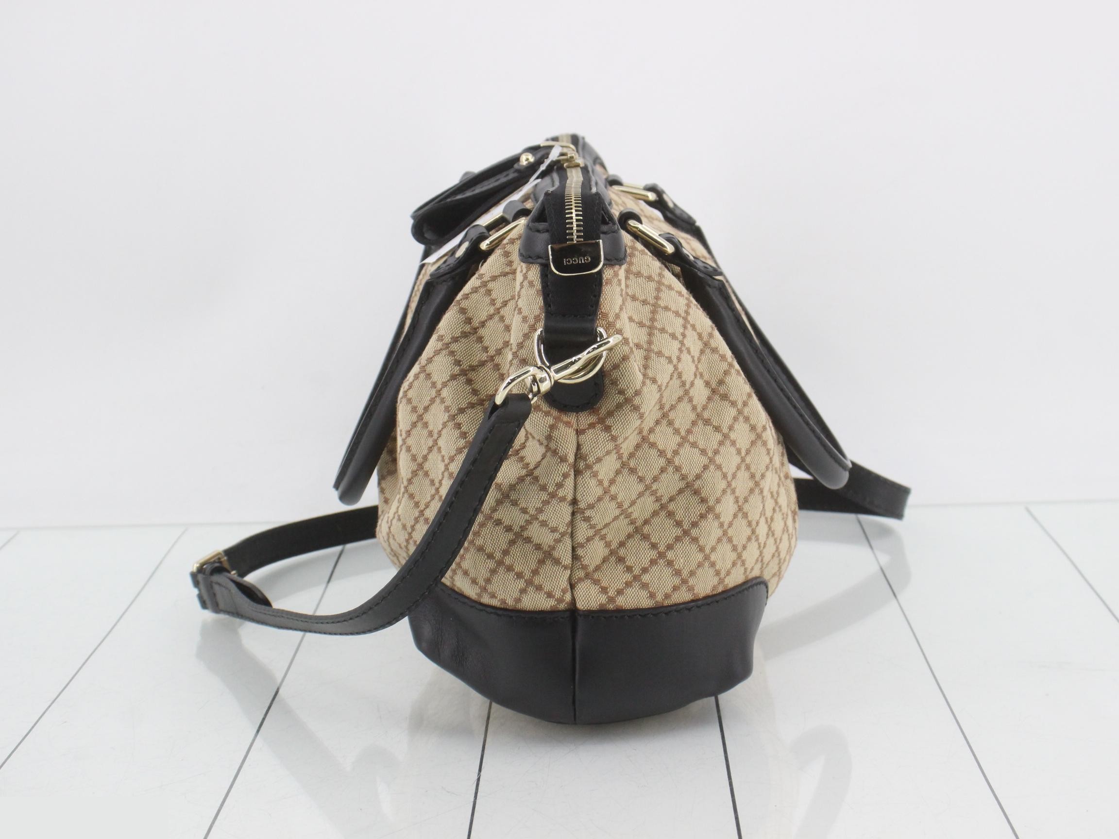 Diamante 2-Way Handbag, Beige/Black, with Shoulder Strap — view 3