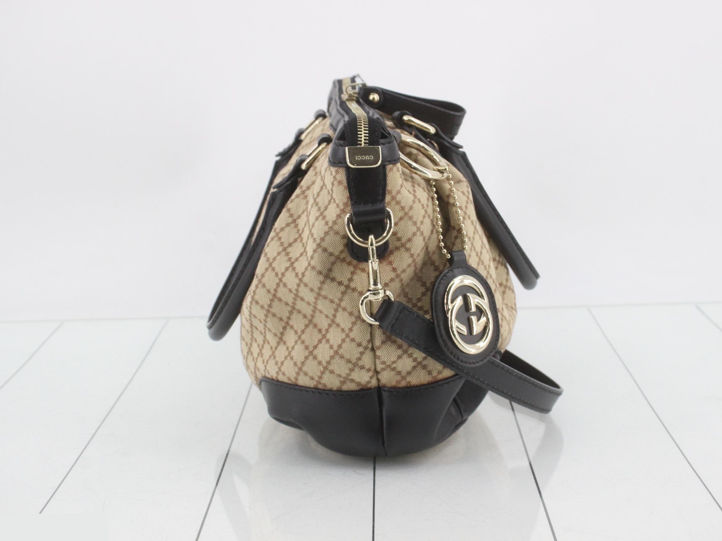 Diamante 2-Way Handbag, Beige/Black, with Shoulder Strap — view 4