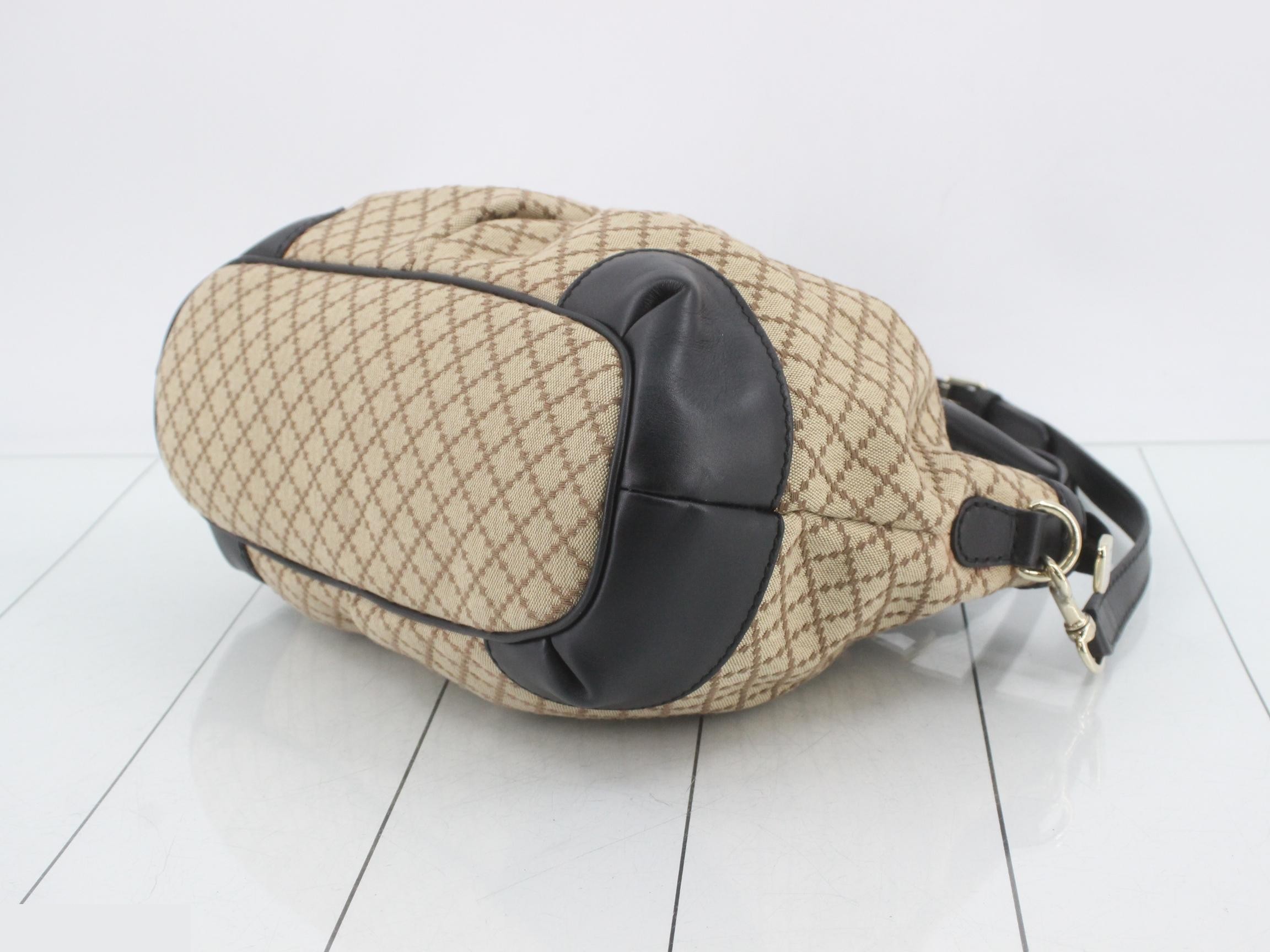 Diamante 2-Way Handbag, Beige/Black, with Shoulder Strap — view 6