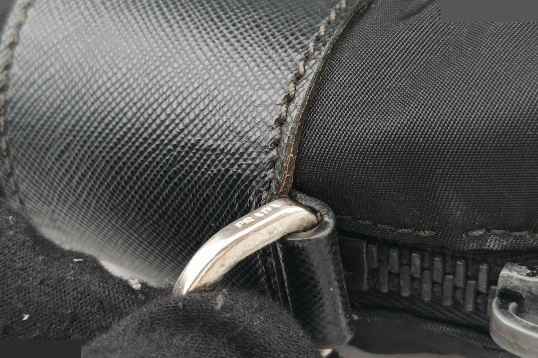 Nylon Briefcase, Nero, Nylon x Saffiano Leather, Black — view 11