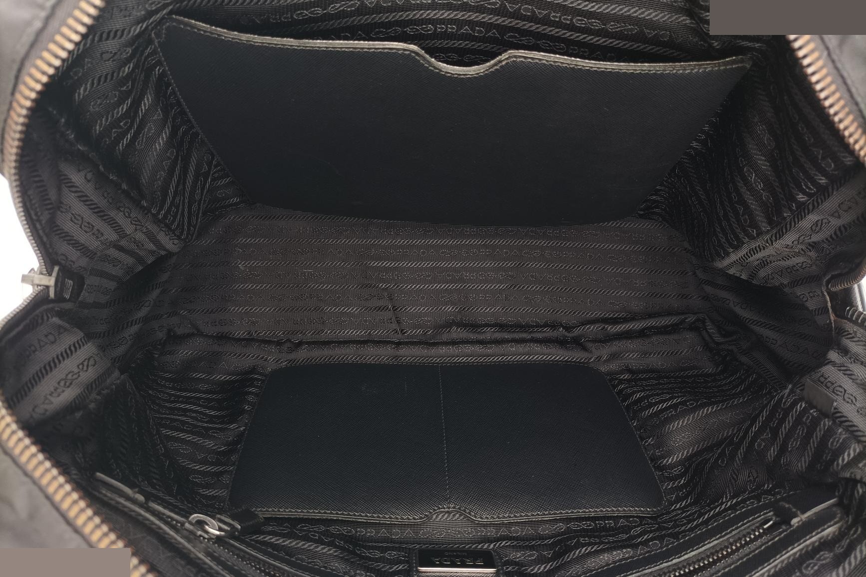 Nylon Briefcase, Nero, Nylon x Saffiano Leather, Black — view 6
