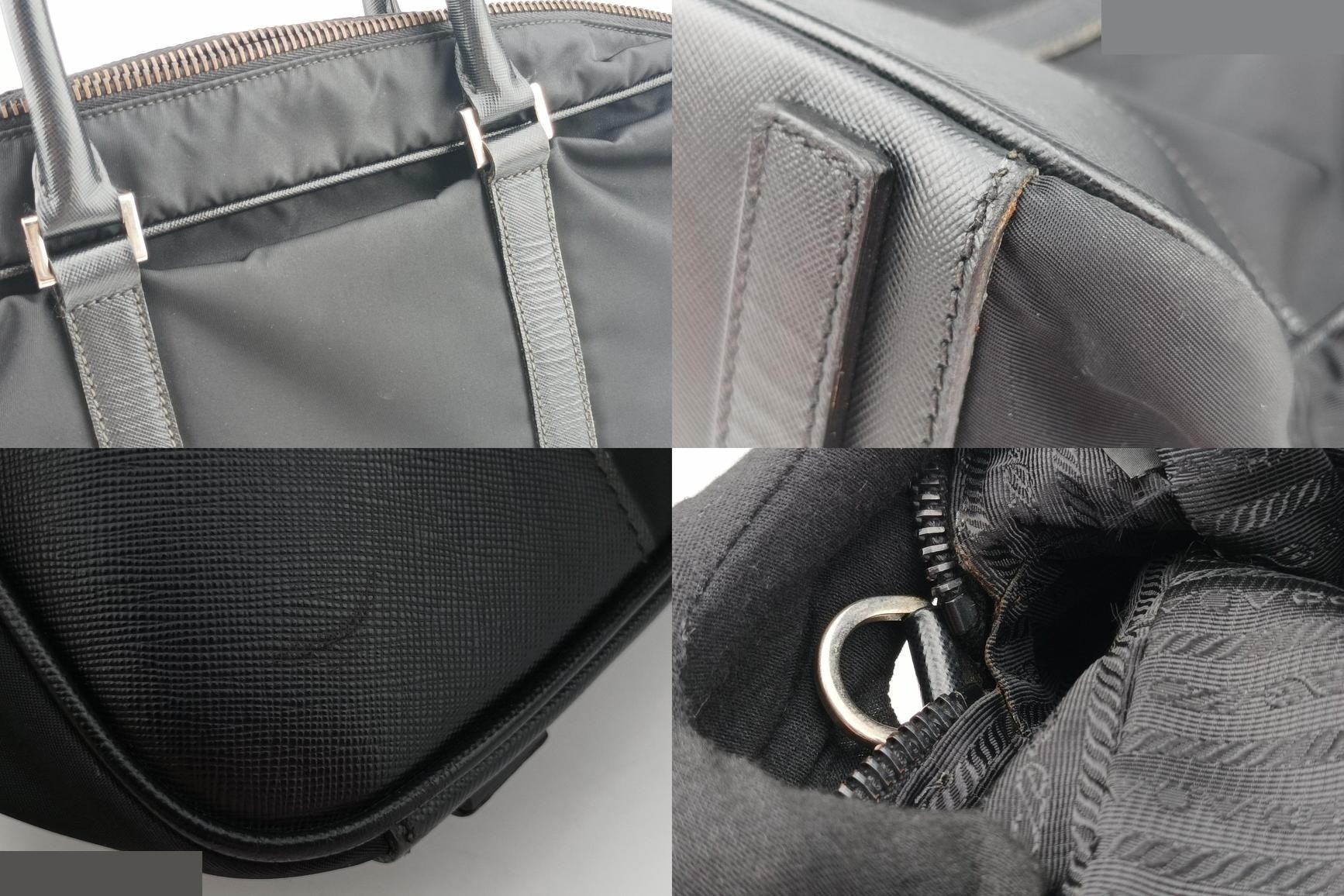 Nylon Briefcase, Nero, Nylon x Saffiano Leather, Black — view 9