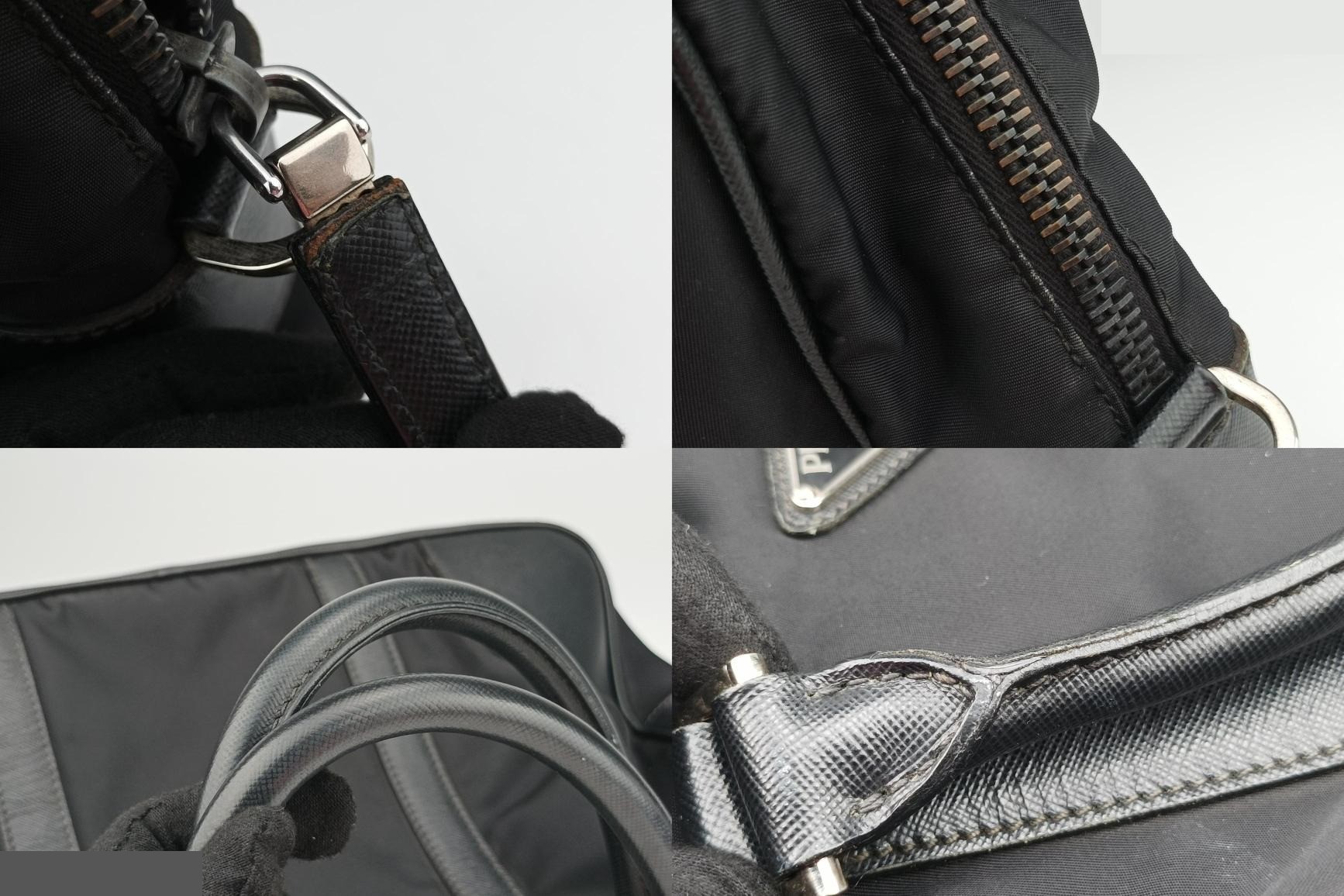 Nylon Briefcase, Nero, Nylon x Saffiano Leather, Black — view 10