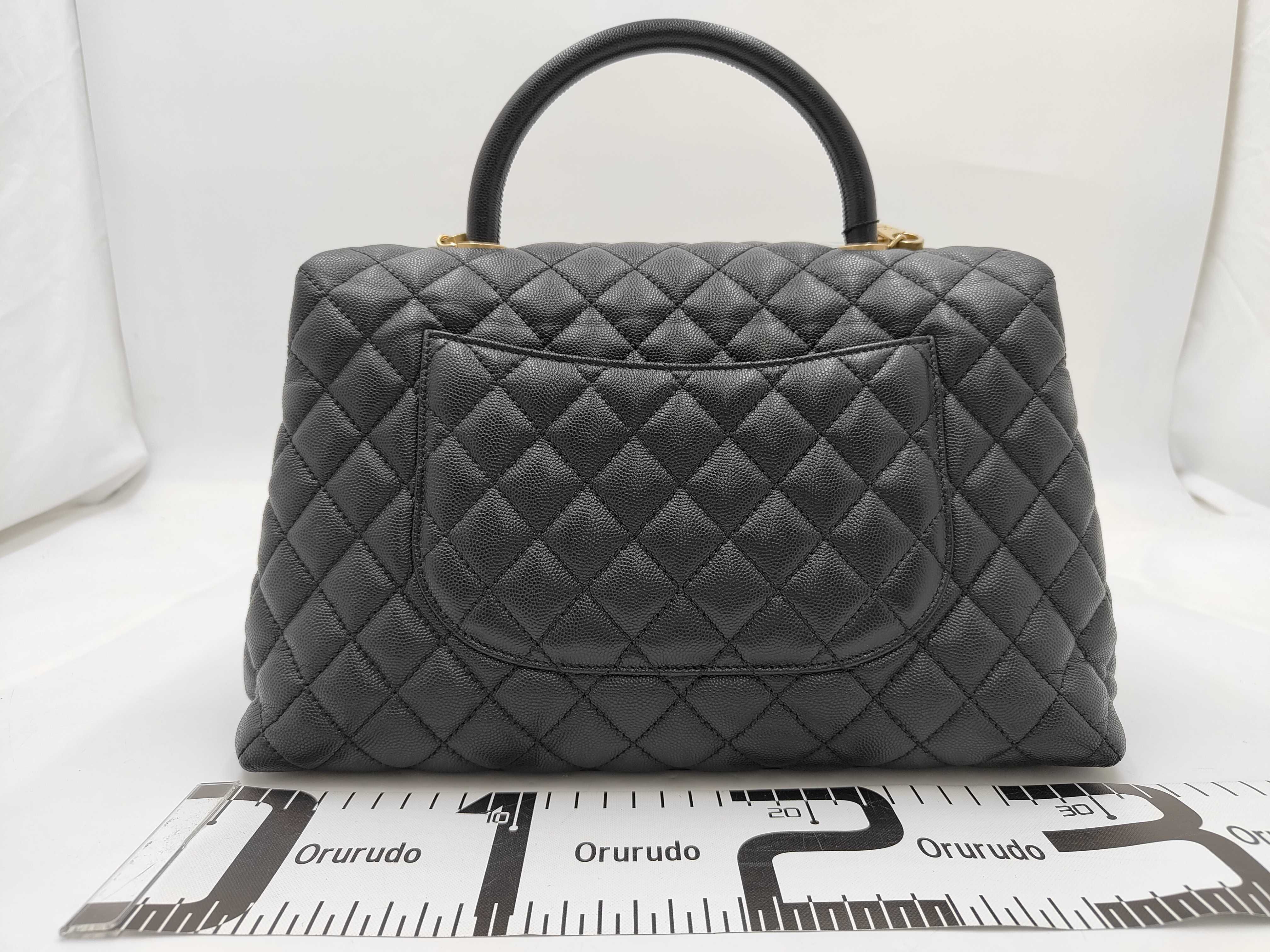 Black Caviar Leather GP Hardware Coco Handle Single Flap 24 Series A92992 Chain 2-Way Bag — view 2