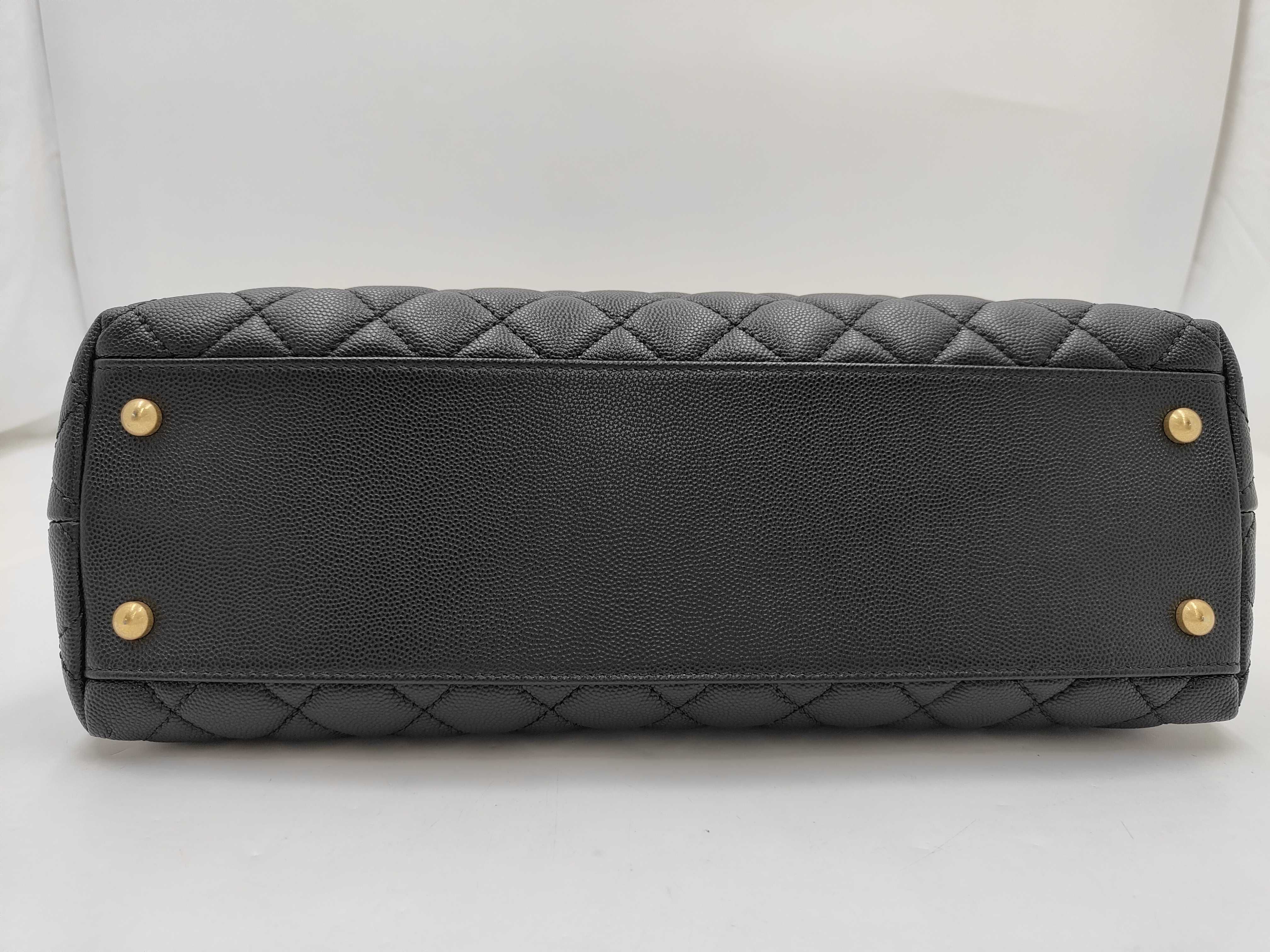 Black Caviar Leather GP Hardware Coco Handle Single Flap 24 Series A92992 Chain 2-Way Bag — view 3