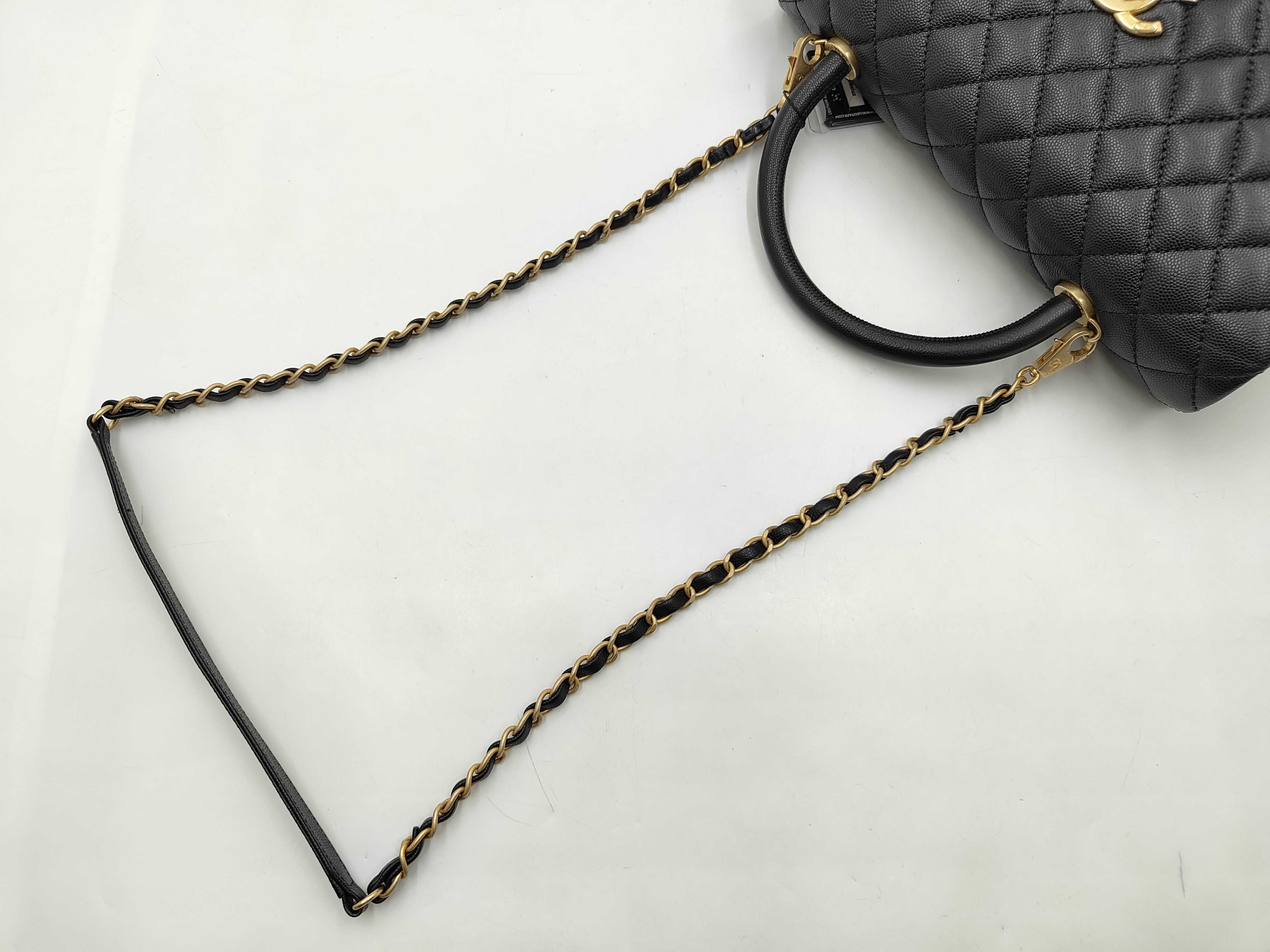 Black Caviar Leather GP Hardware Coco Handle Single Flap 24 Series A92992 Chain 2-Way Bag — view 8