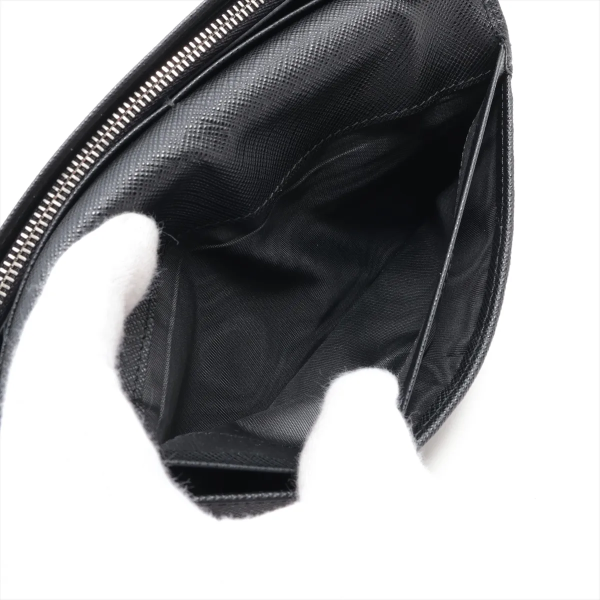 Saffiano Leather Long Wallet, Black — view 5