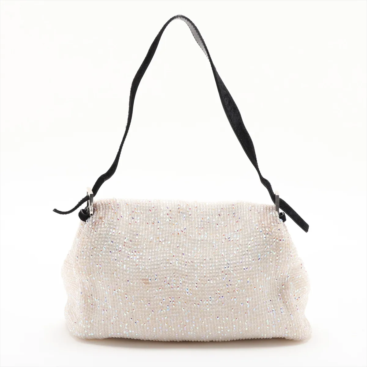 Mamma Bucket 26325 Beaded x Calf Hair Shoulder Bag White x Black — view 2