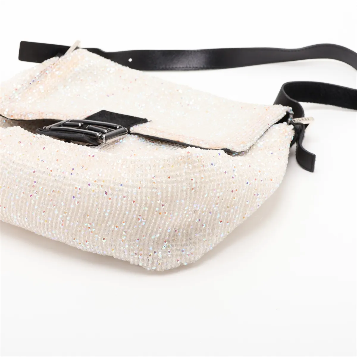 Mamma Bucket 26325 Beaded x Calf Hair Shoulder Bag White x Black — view 3
