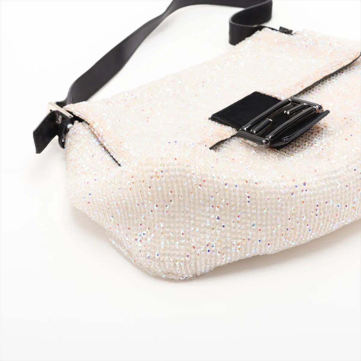 Mamma Bucket 26325 Beaded x Calf Hair Shoulder Bag White x Black — view 4