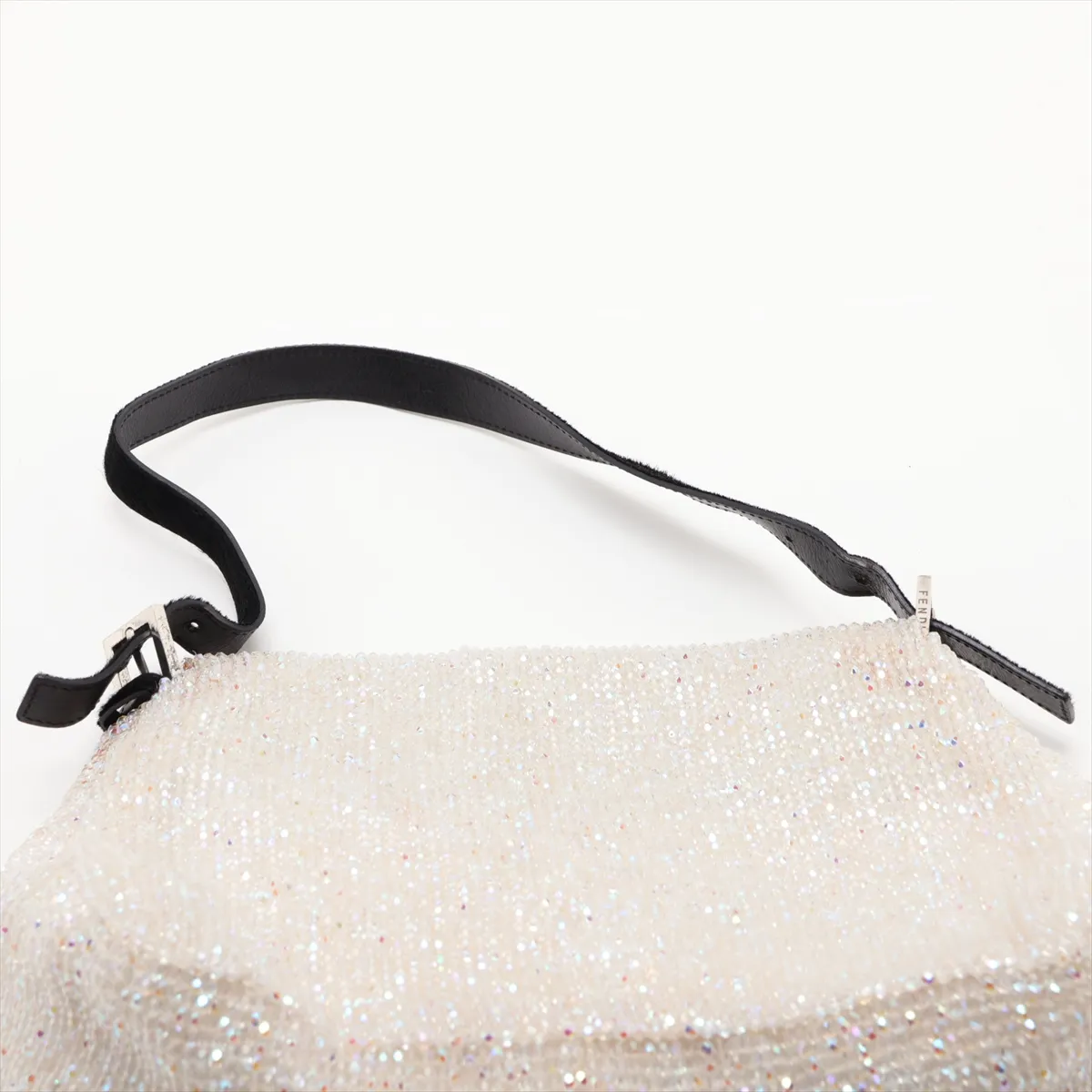 Mamma Bucket 26325 Beaded x Calf Hair Shoulder Bag White x Black — view 6