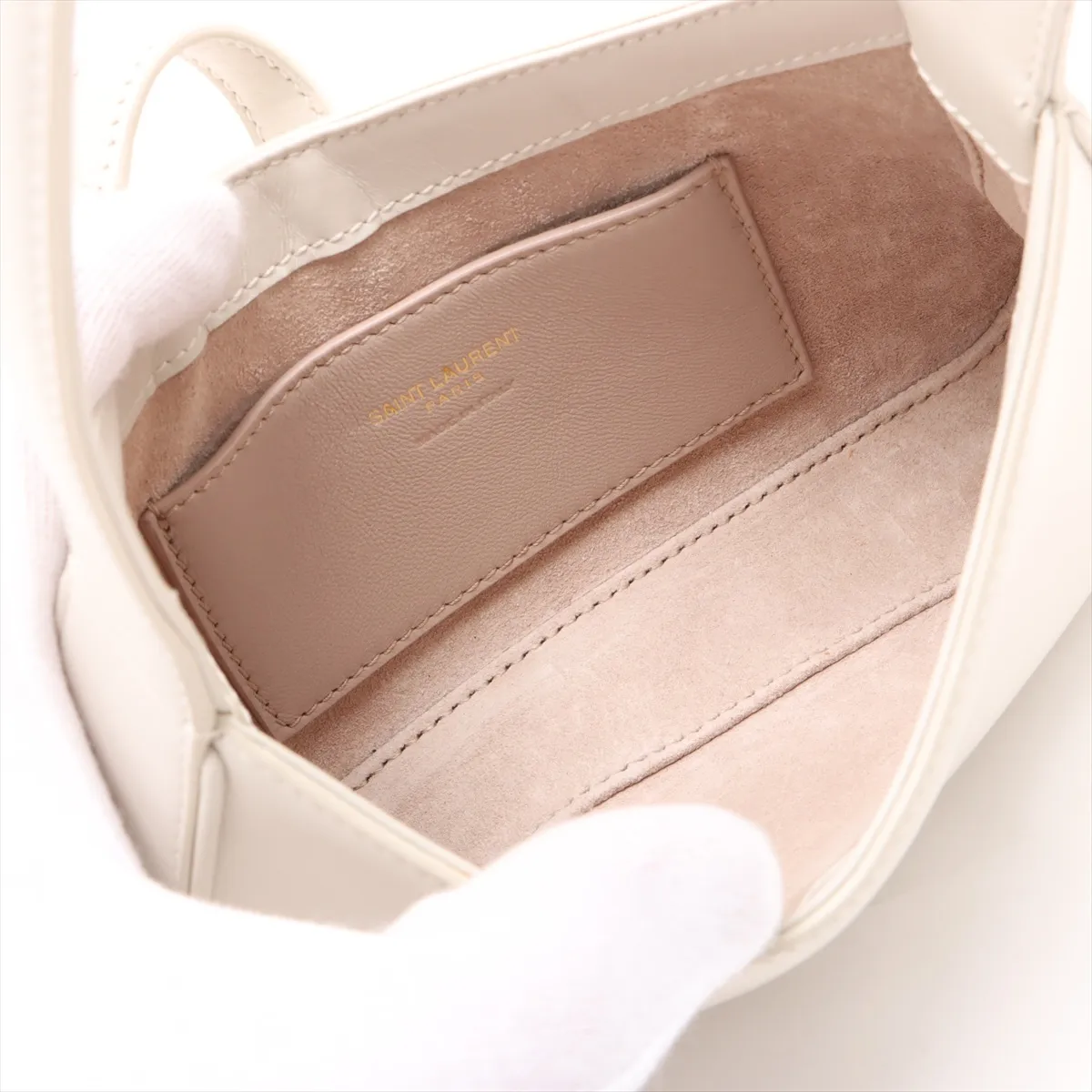 Mini Hobo Leather Shoulder Bag Beige 710318 — view 6