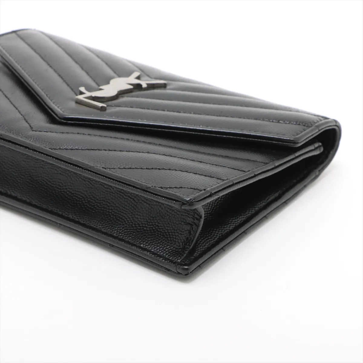 Cassandra Leather Chain Wallet, Black, 393953 — view 3