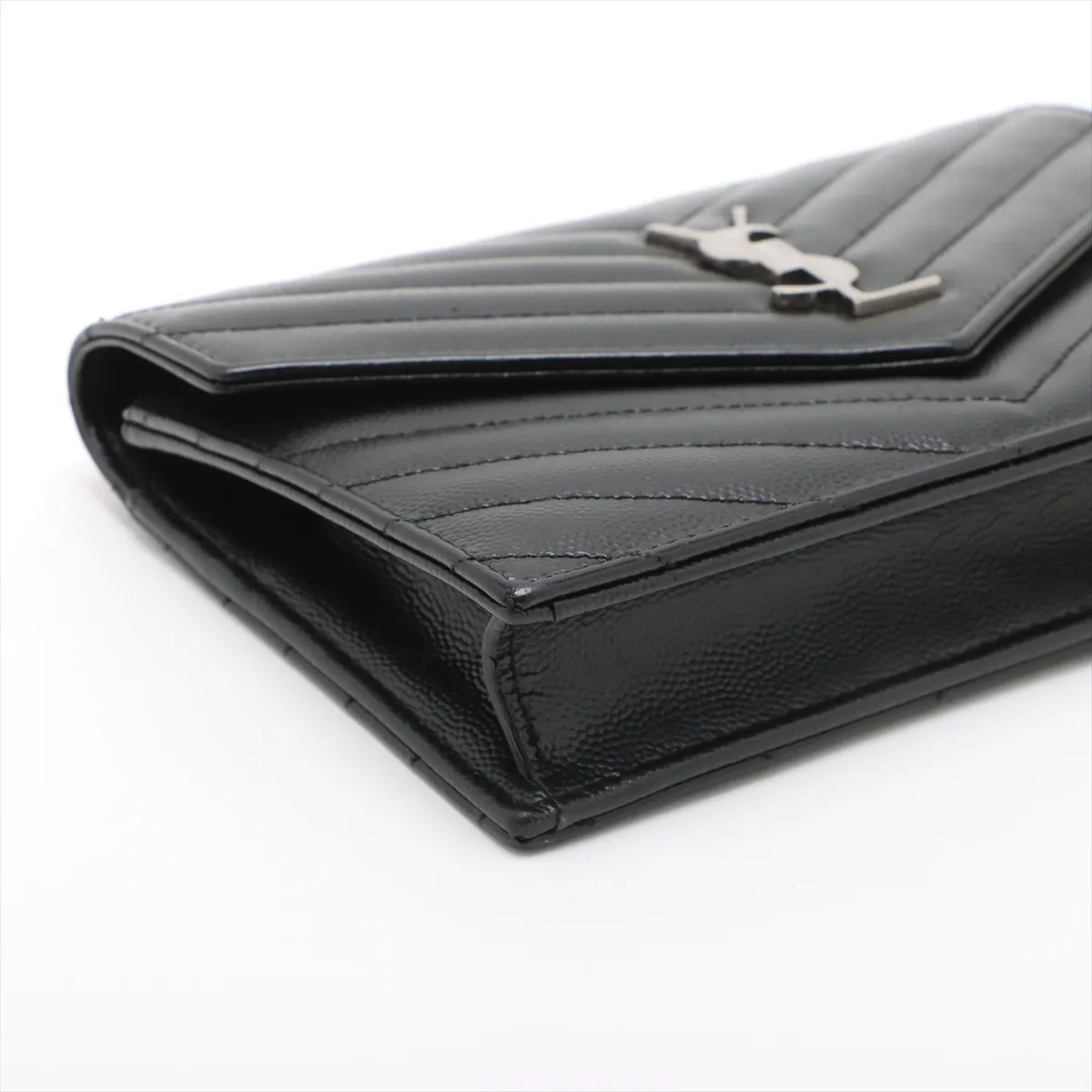 Cassandra Leather Chain Wallet, Black, 393953 — view 4
