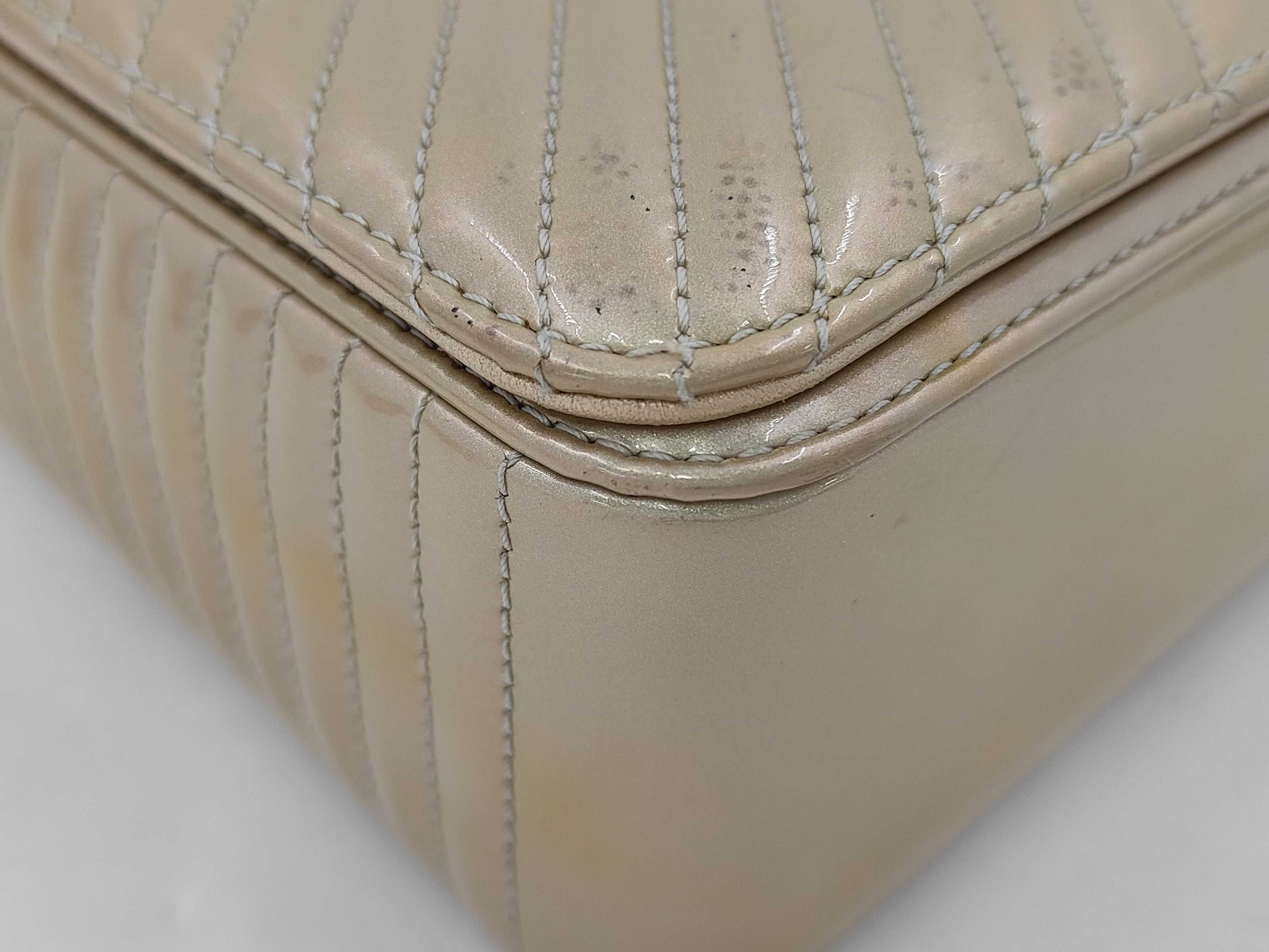 Enamel Quilted Double Chain Shoulder Bag — view 3