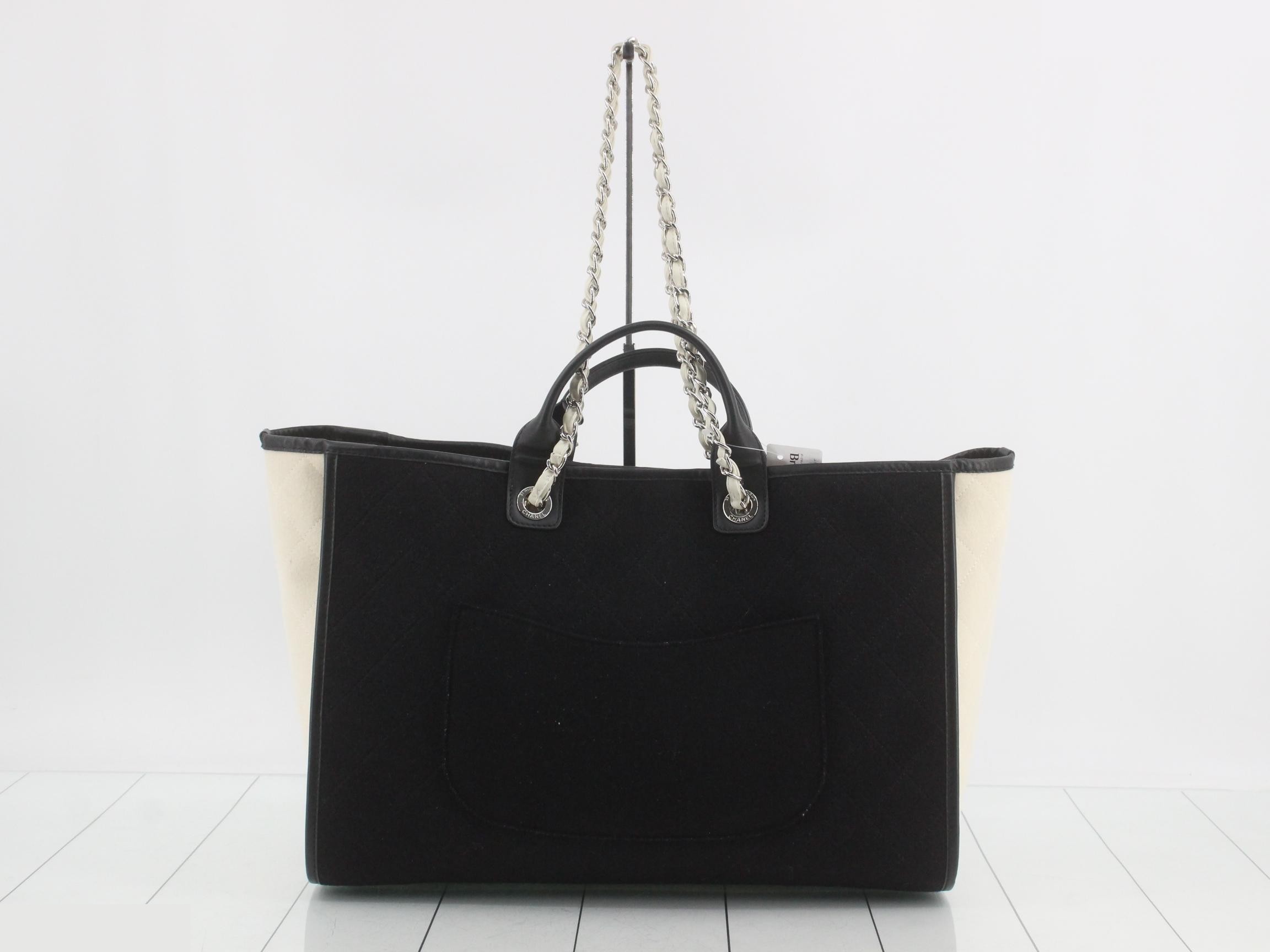 Felt Deauville Bicolor Matelassé Chain Tote Bag — view 2