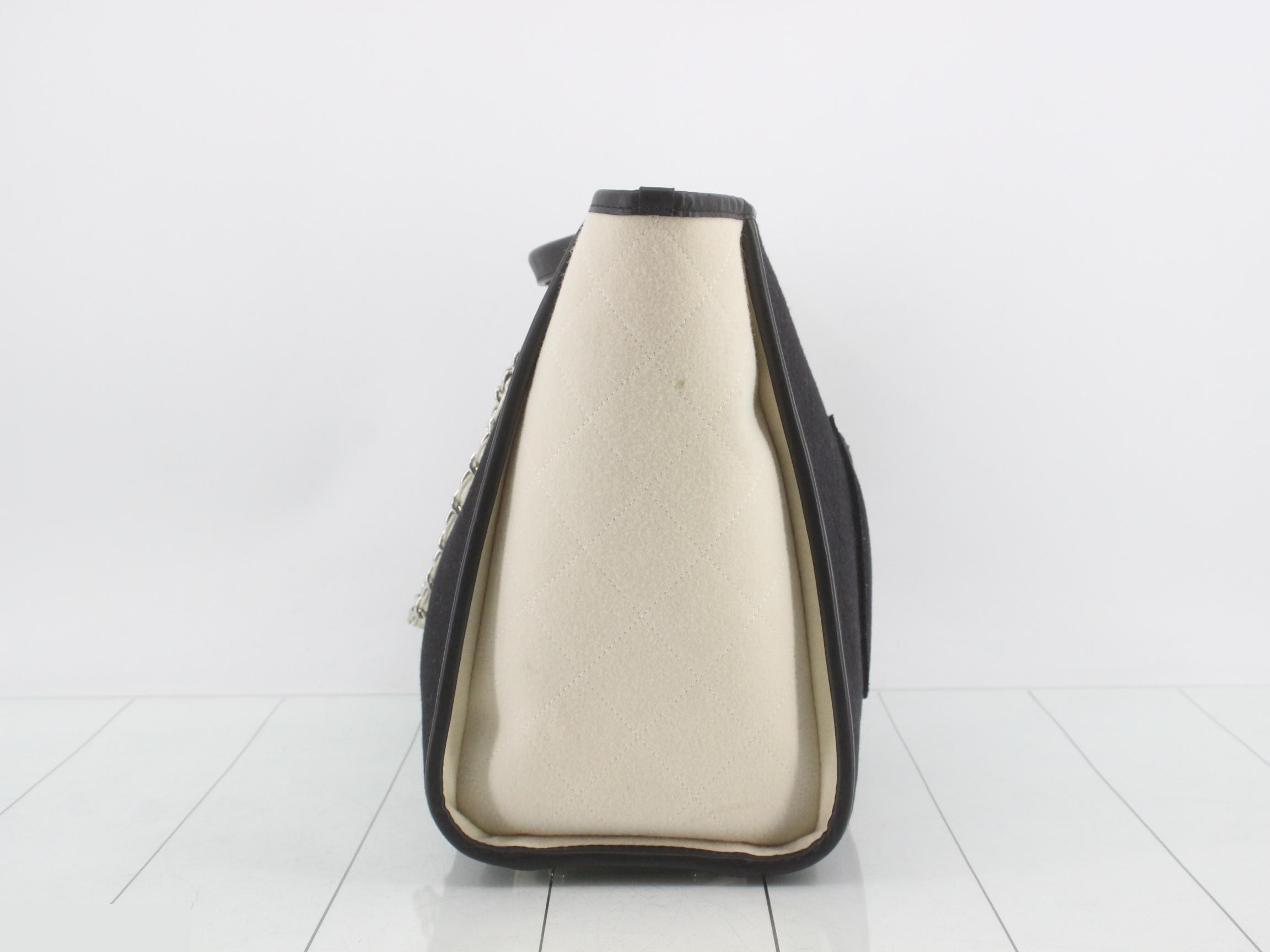 Felt Deauville Bicolor Matelassé Chain Tote Bag — view 3
