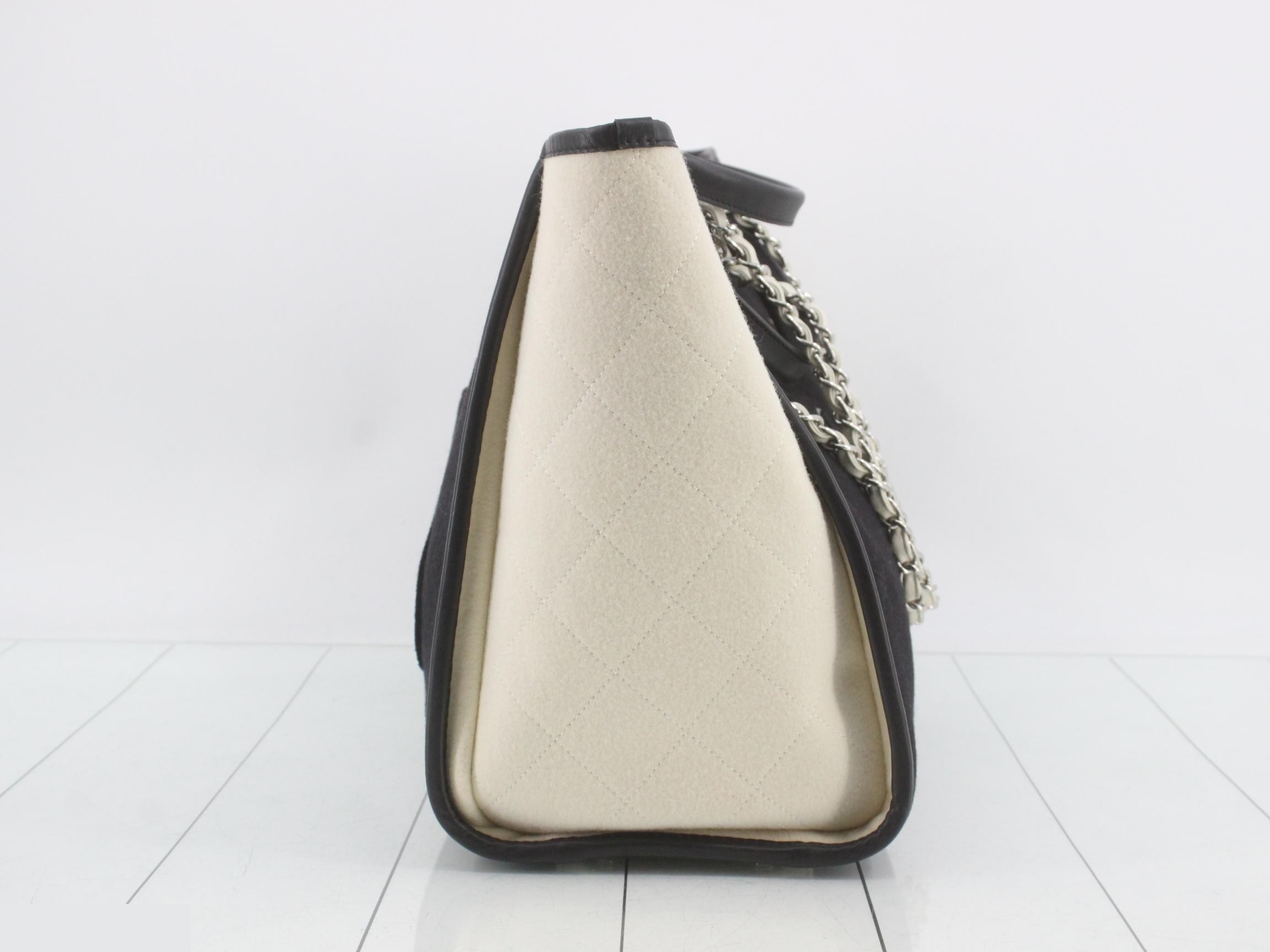 Felt Deauville Bicolor Matelassé Chain Tote Bag — view 4