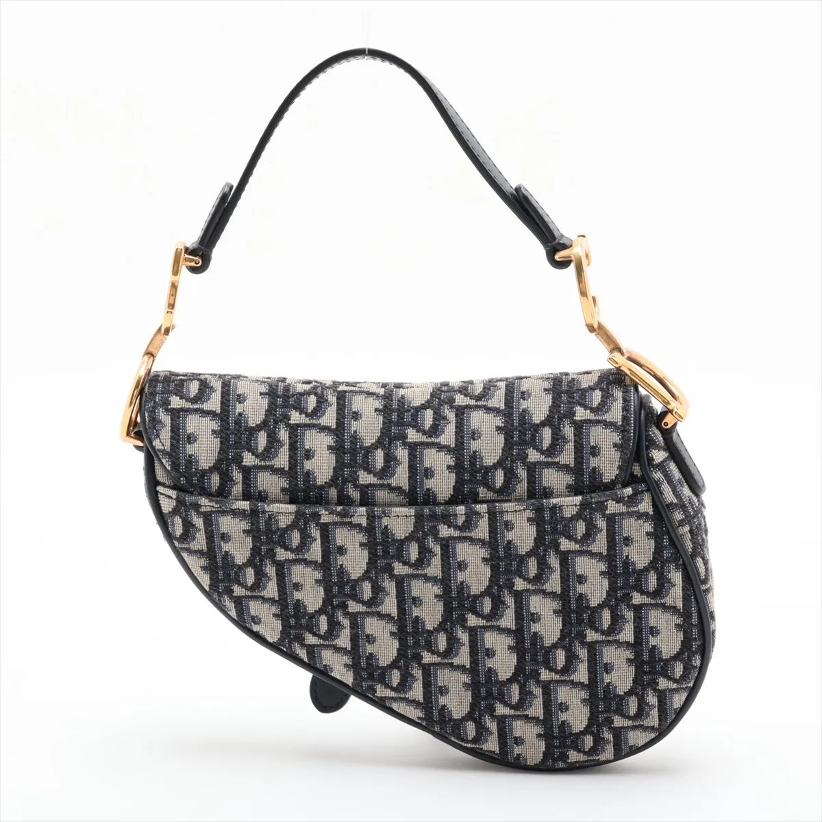 Oblique Saddle Bag Leather 2-Way Shoulder Bag Navy — view 2