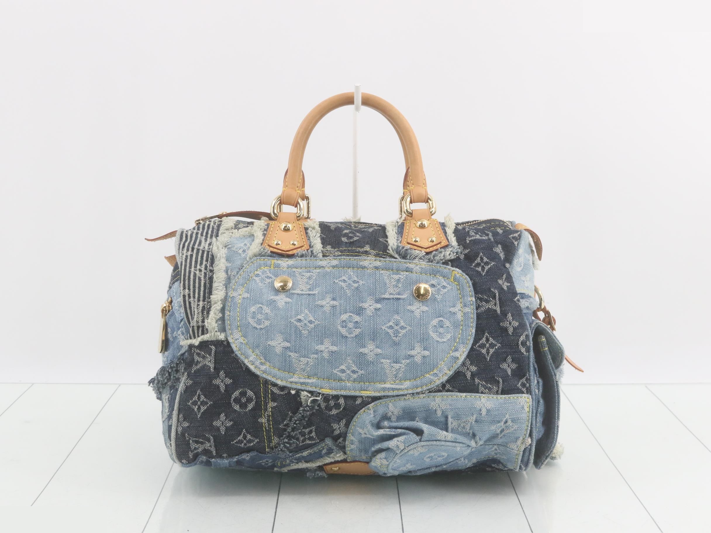 Monogram Denim Patchwork Speedy 30 Blue Handbag — view 2