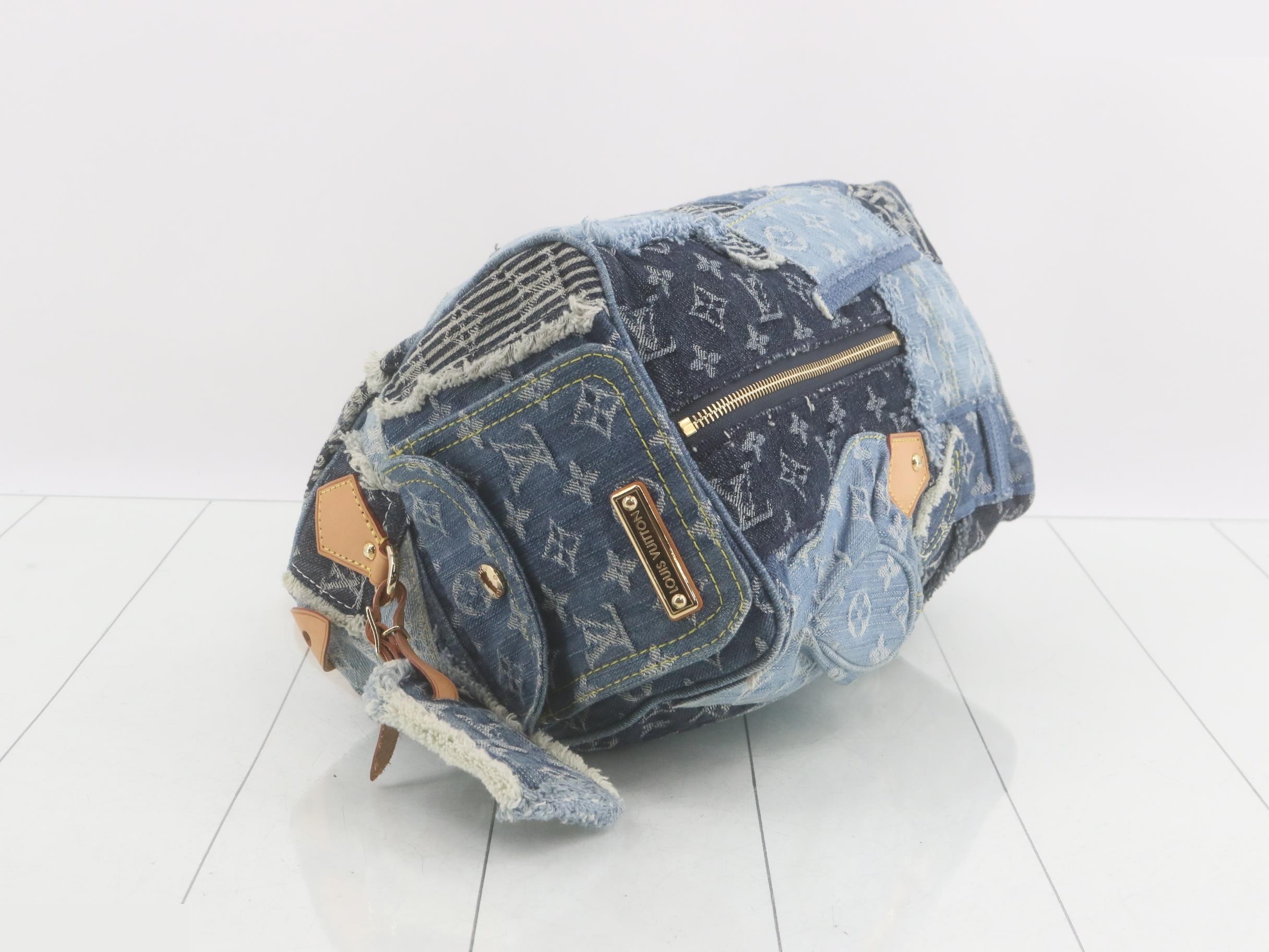 Monogram Denim Patchwork Speedy 30 Blue Handbag — view 5