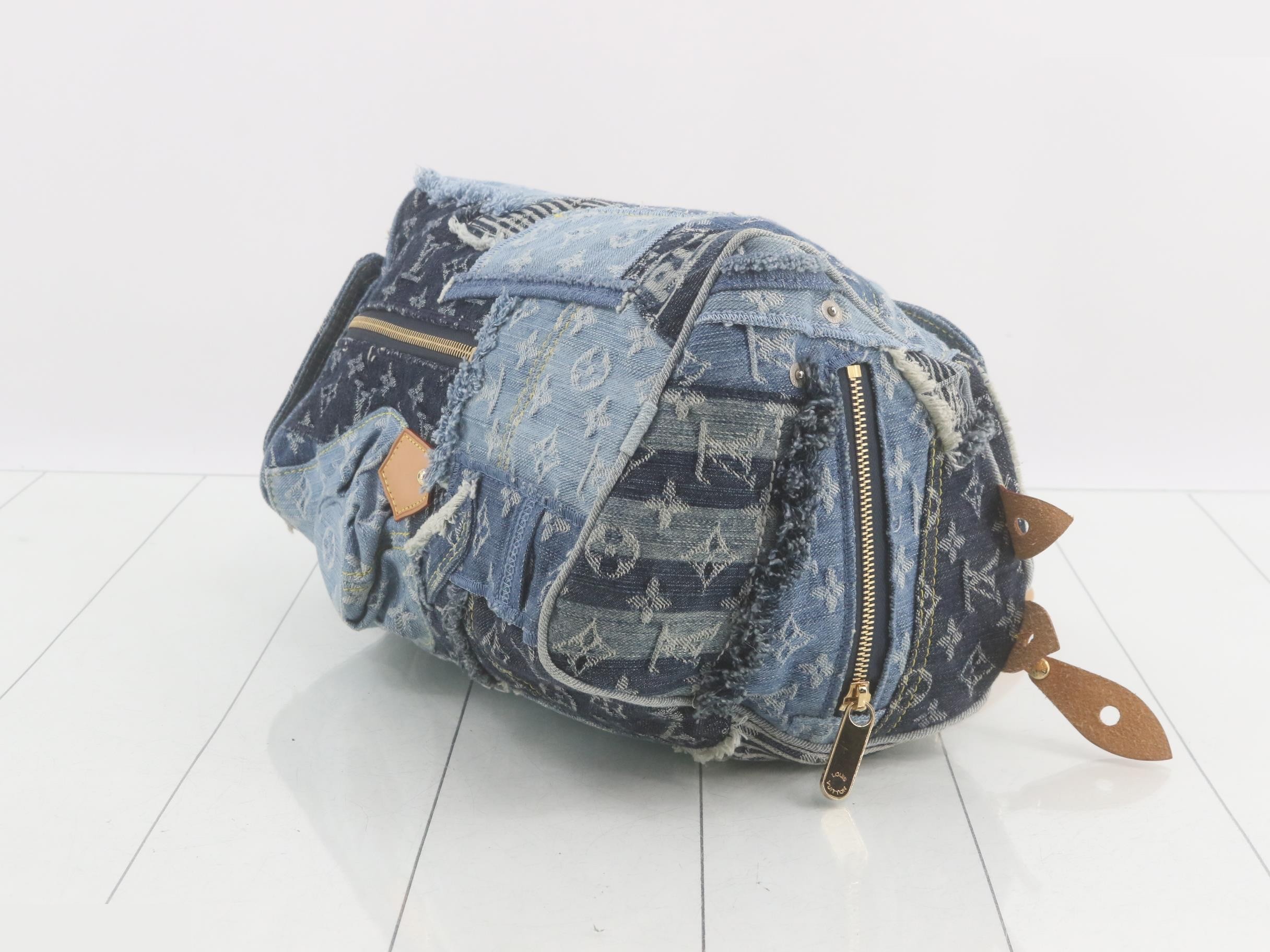 Monogram Denim Patchwork Speedy 30 Blue Handbag — view 6