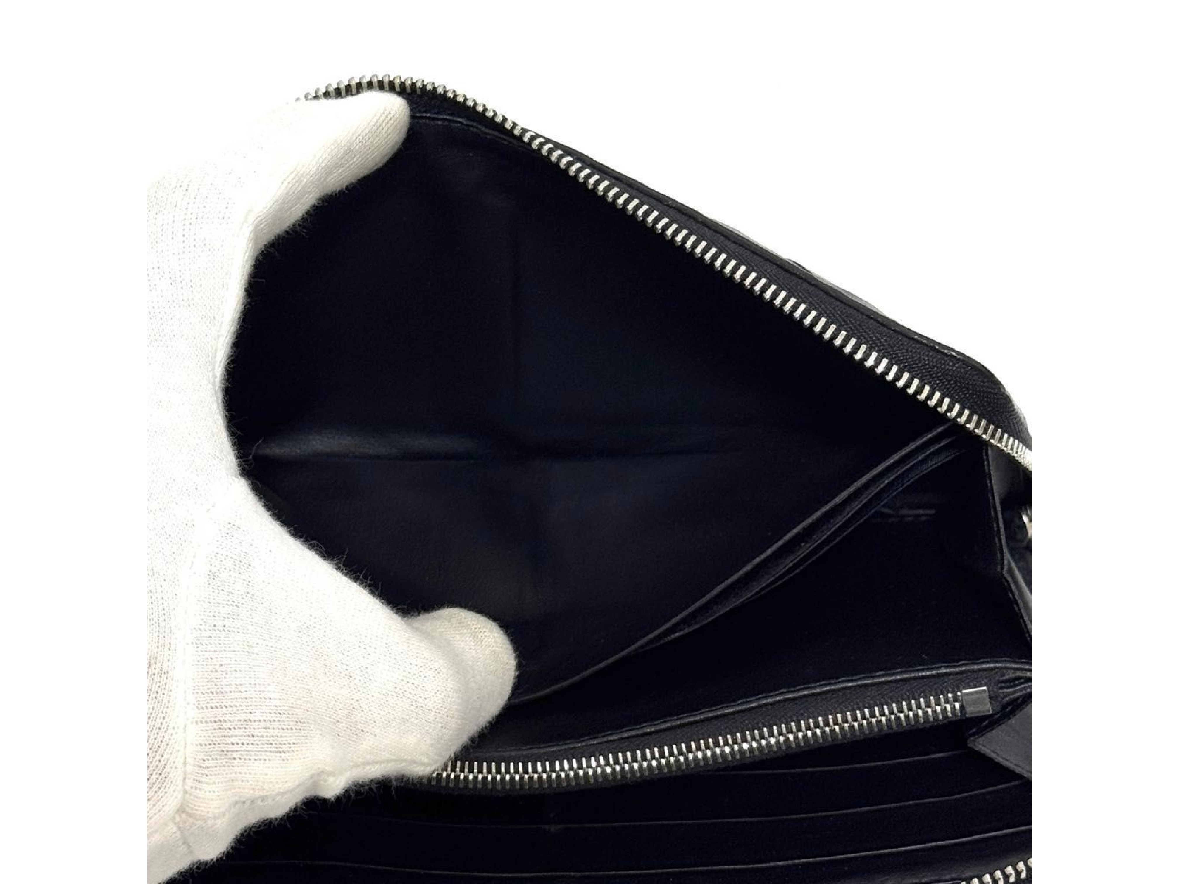 Intrecciato Long Wallet, Black Leather, Genuine Leather Wallet — view 11