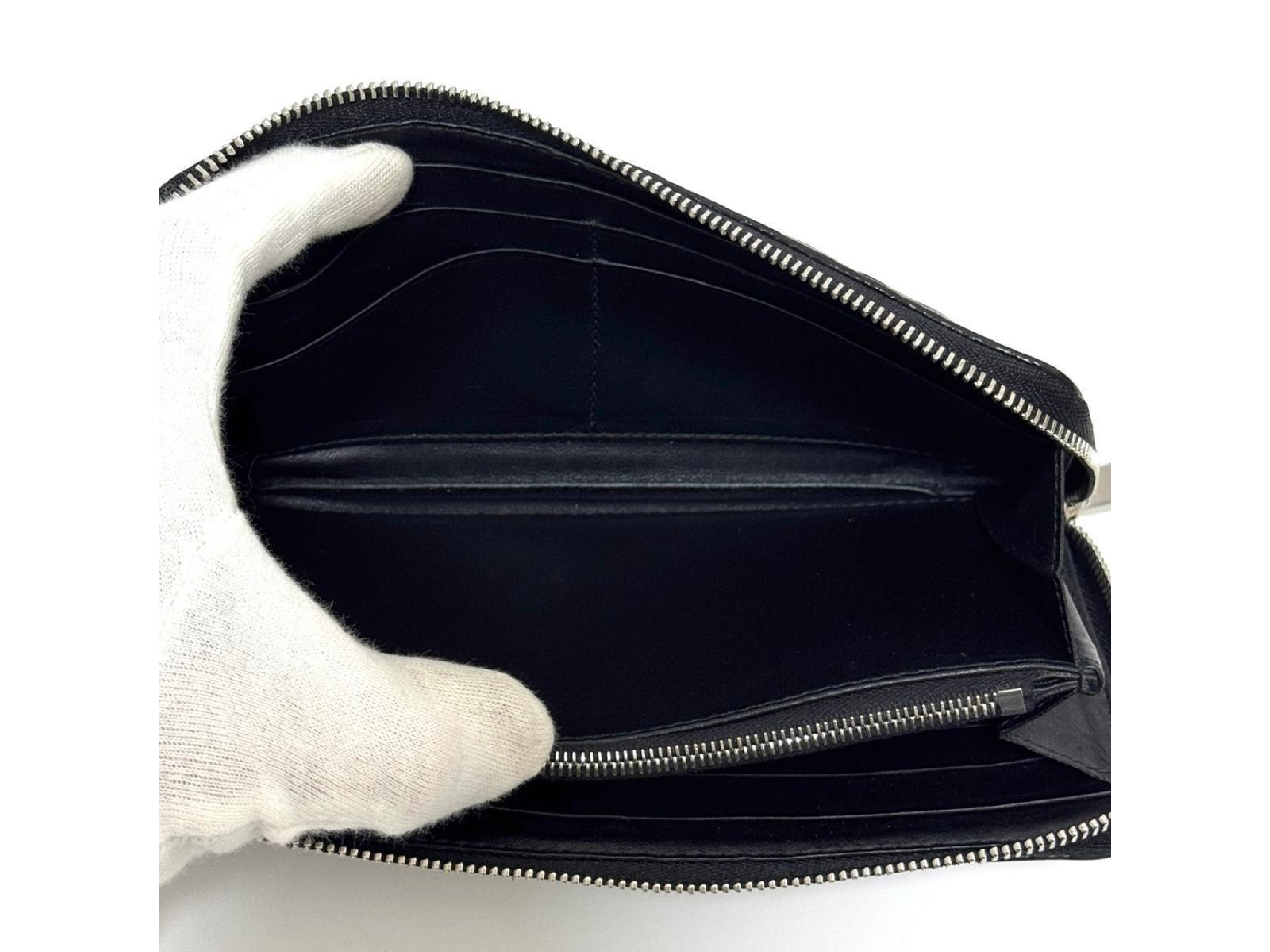 Intrecciato Long Wallet, Black Leather, Genuine Leather Wallet — view 12