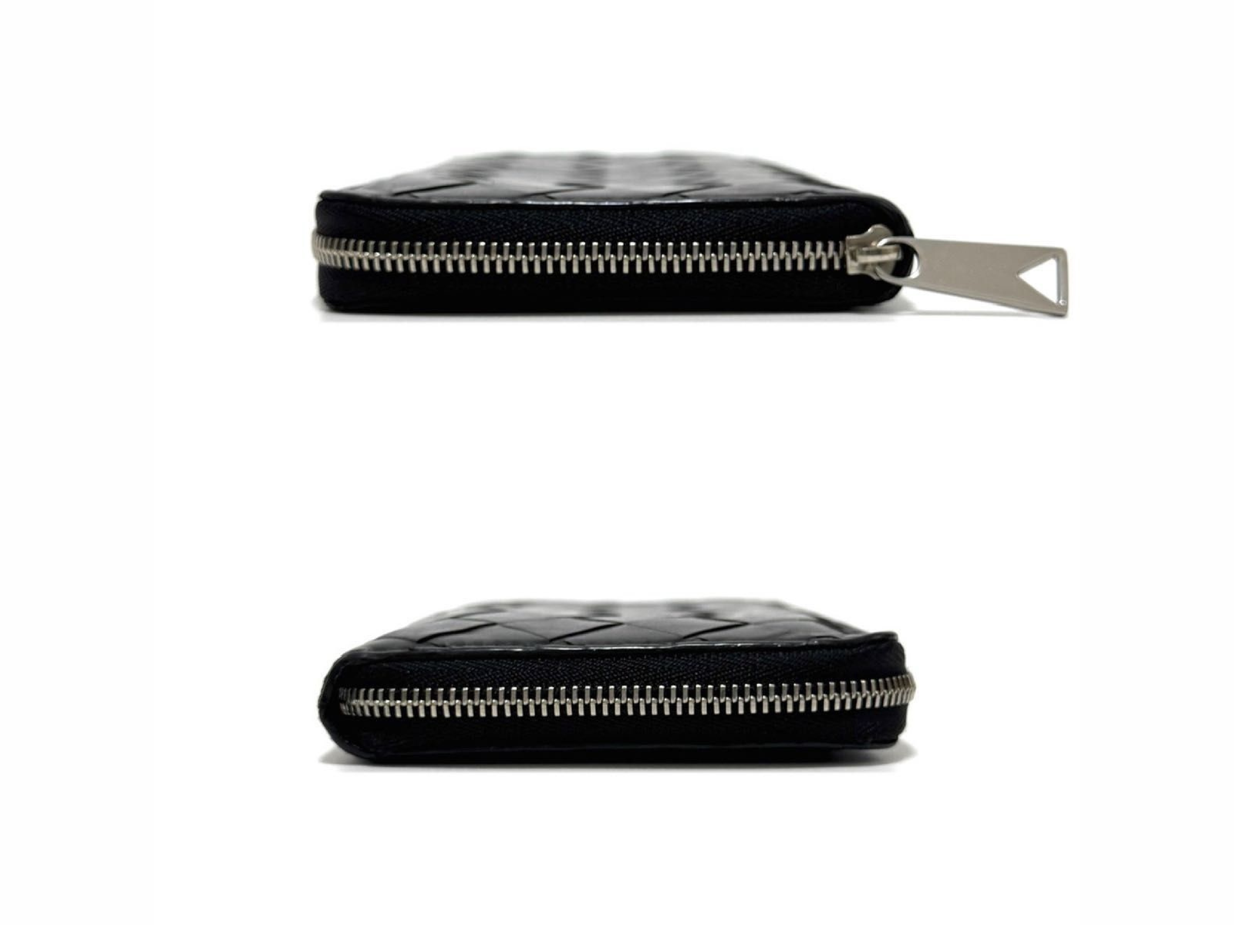 Intrecciato Long Wallet, Black Leather, Genuine Leather Wallet — view 6