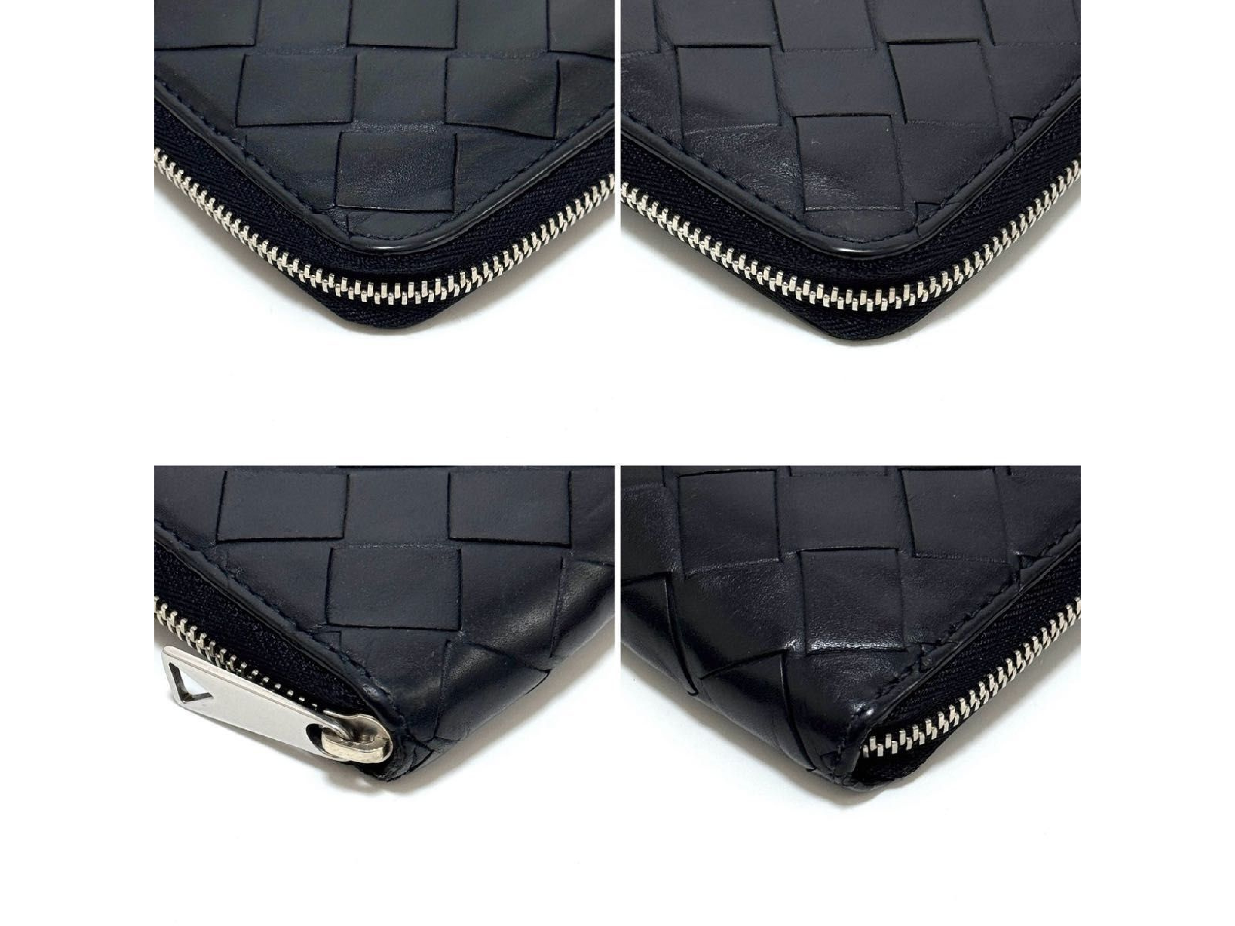 Intrecciato Long Wallet, Black Leather, Genuine Leather Wallet — view 7