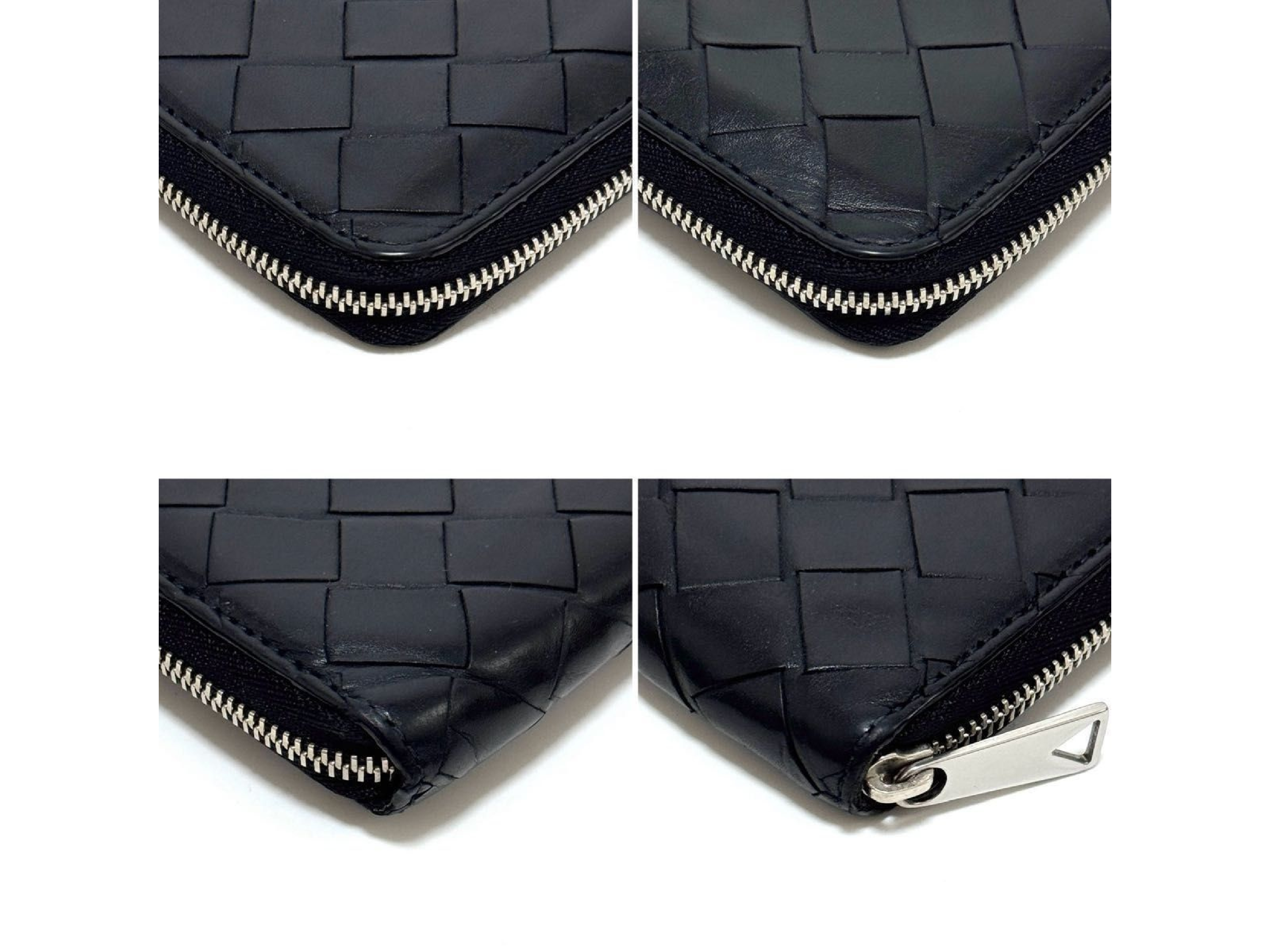 Intrecciato Long Wallet, Black Leather, Genuine Leather Wallet — view 8